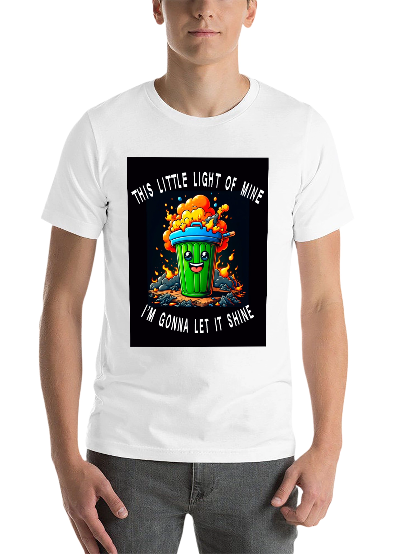 Black Funny Trash Can T-Shirt - Let it Shine! view 14