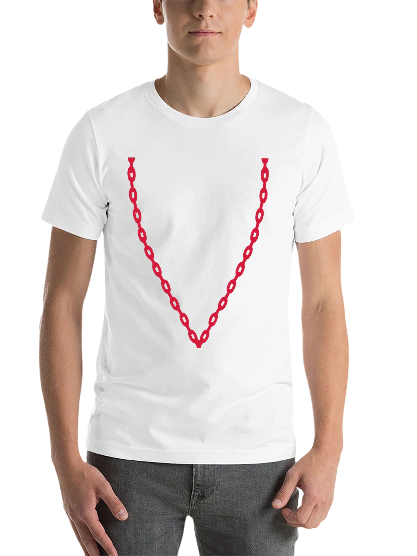 Black Chain V-Neck Graphic Tee - Bold & Stylish view 14
