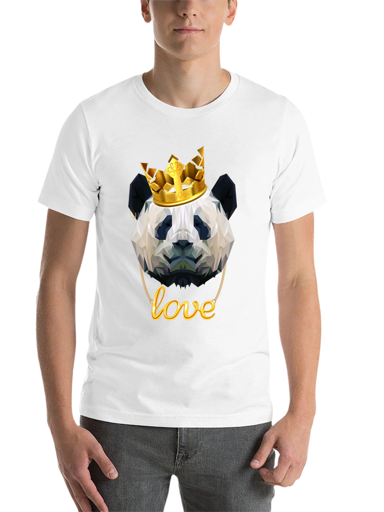Black Panda King T-Shirt - Geometric Design view 14
