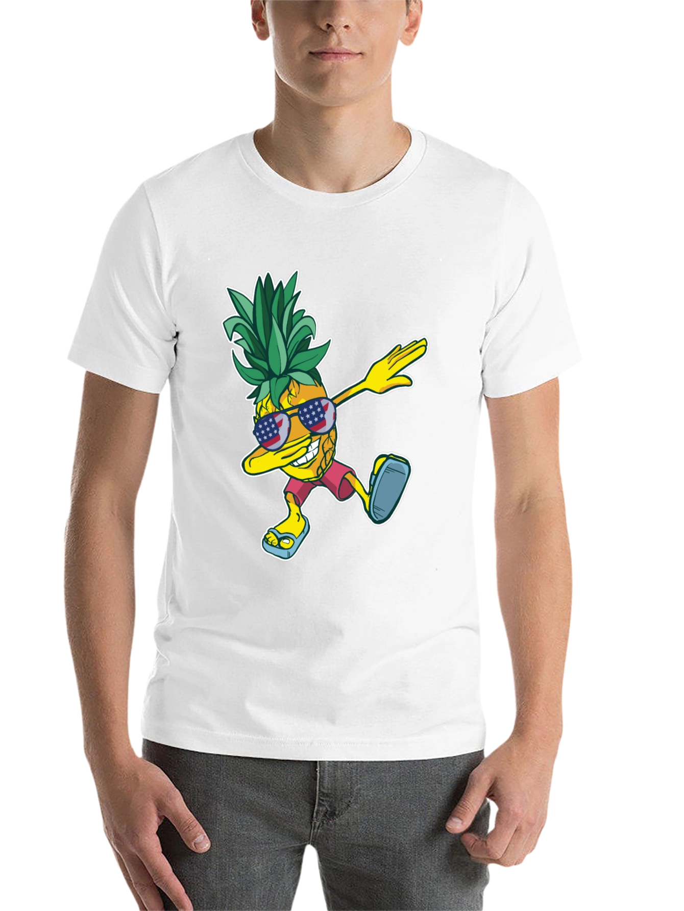 Black Dabbing Pineapple Graphic Tee - Patriotic Summer Style view 14