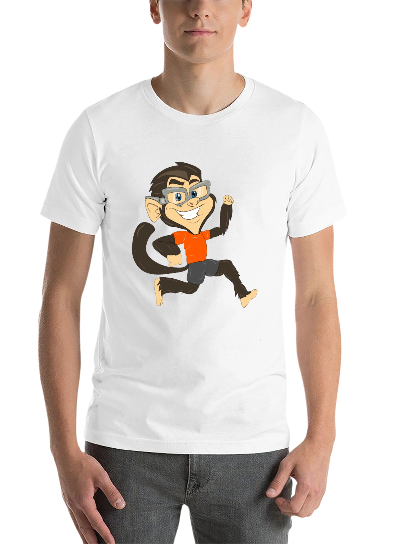 Black Monkey Cartoon Graphic T-Shirt view 14