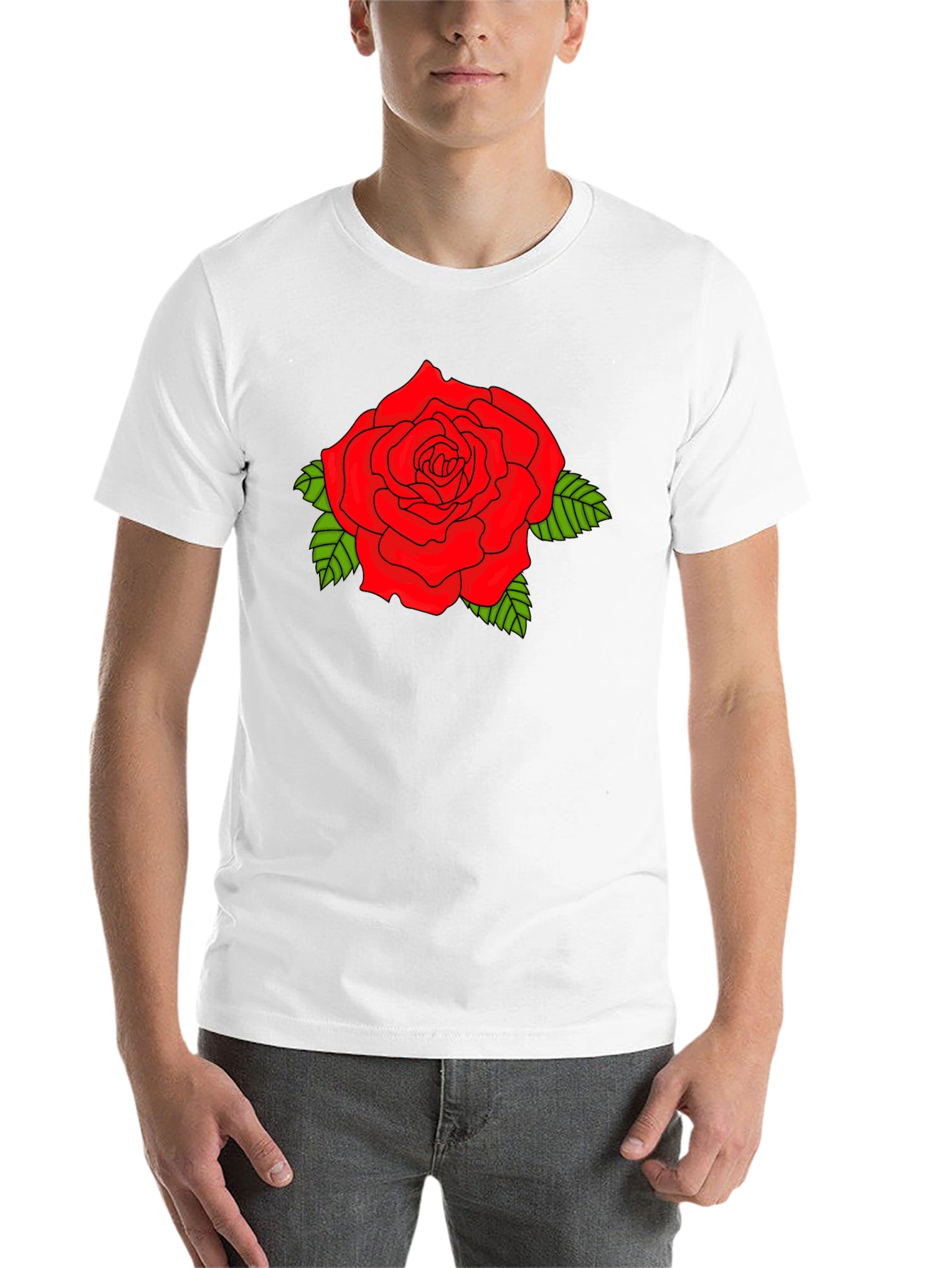 Black Bold Red Rose Graphic Black T-Shirt view 14