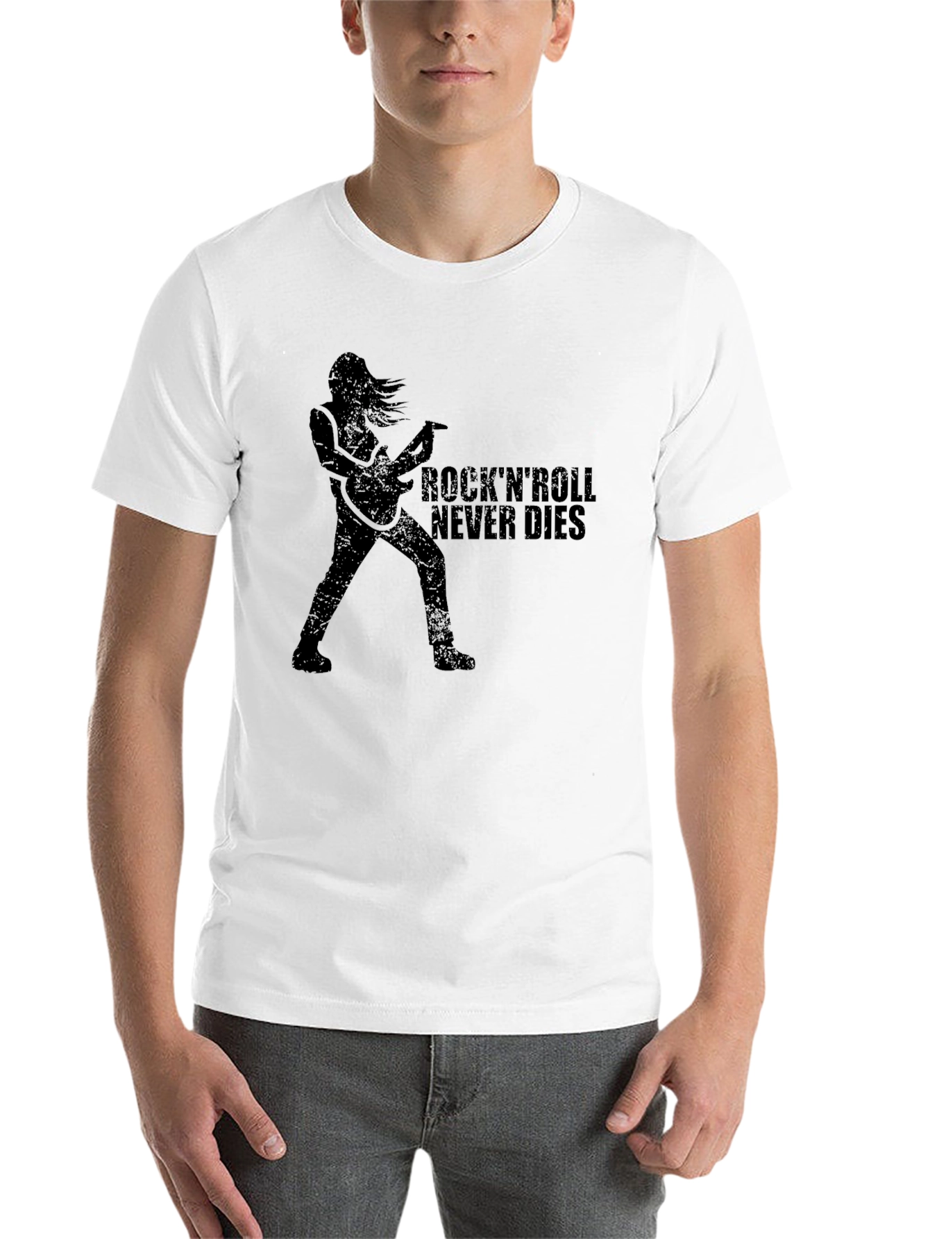 Black Rock'n'Roll Never Dies T-Shirt - Black Graphic Tee view 14