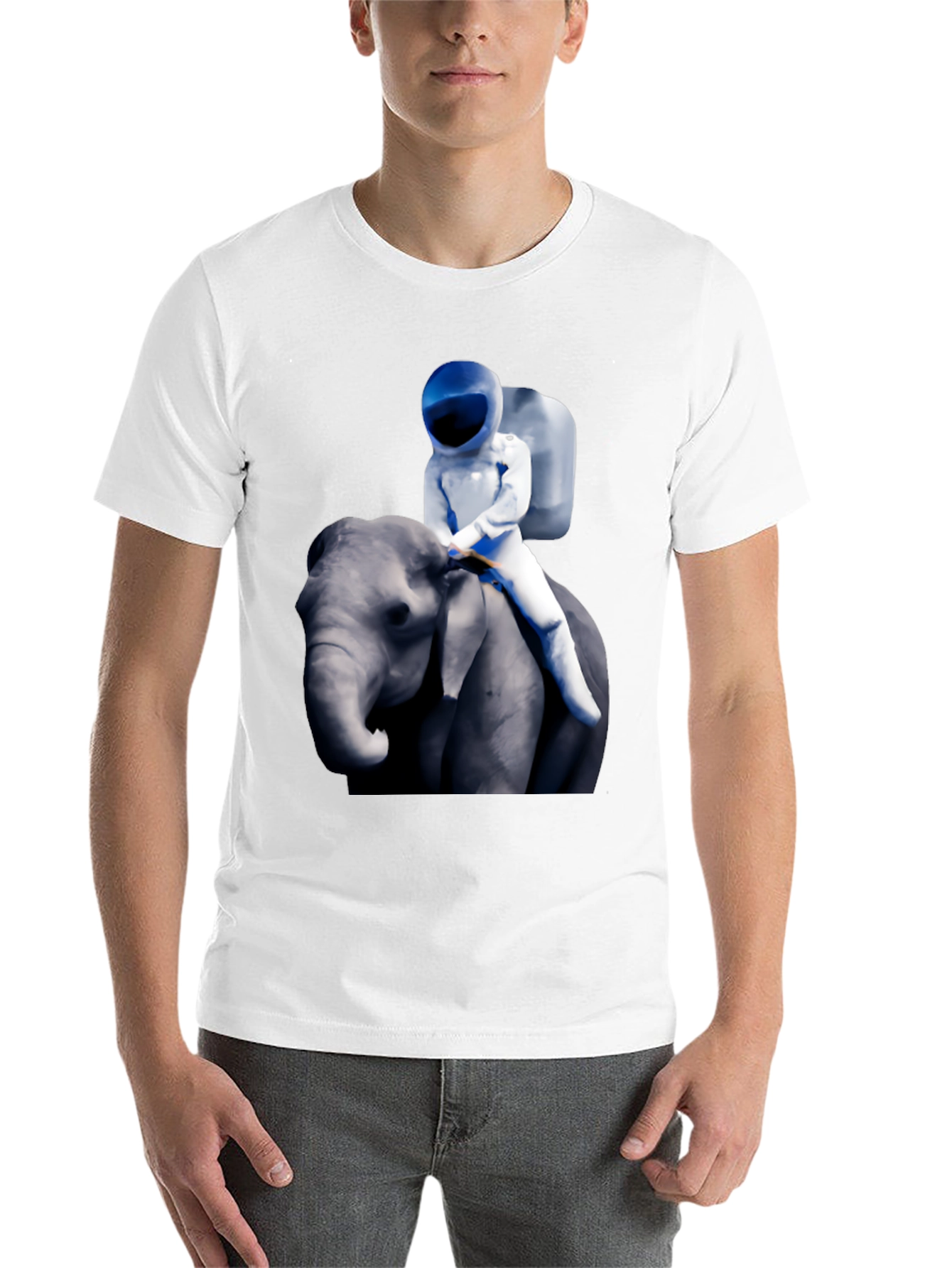Black Astronaut Riding Elephant Graphic T-Shirt view 14