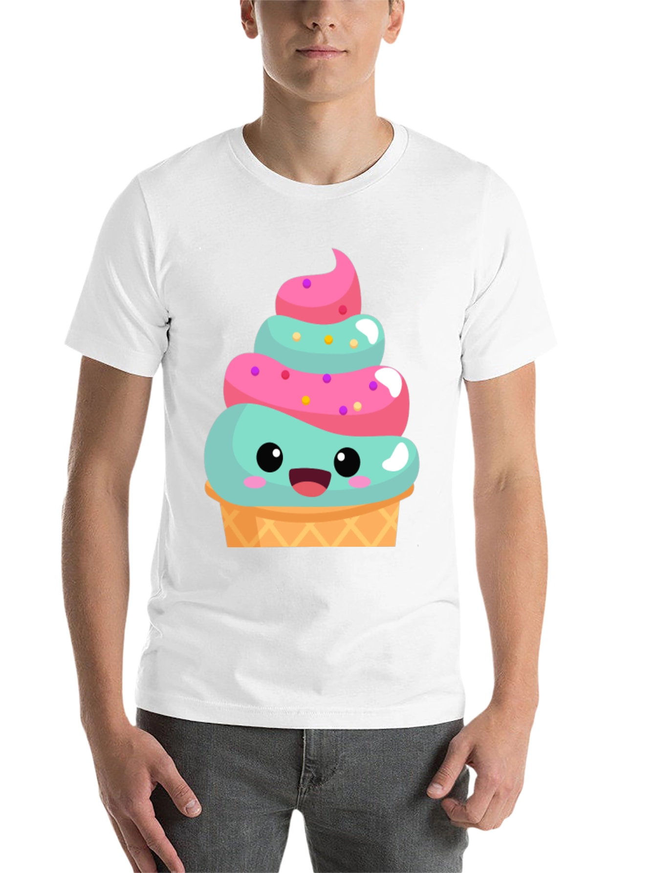 Black Cute Ice Cream Cone Graphic Tee - Fun Summer Shirt view 14