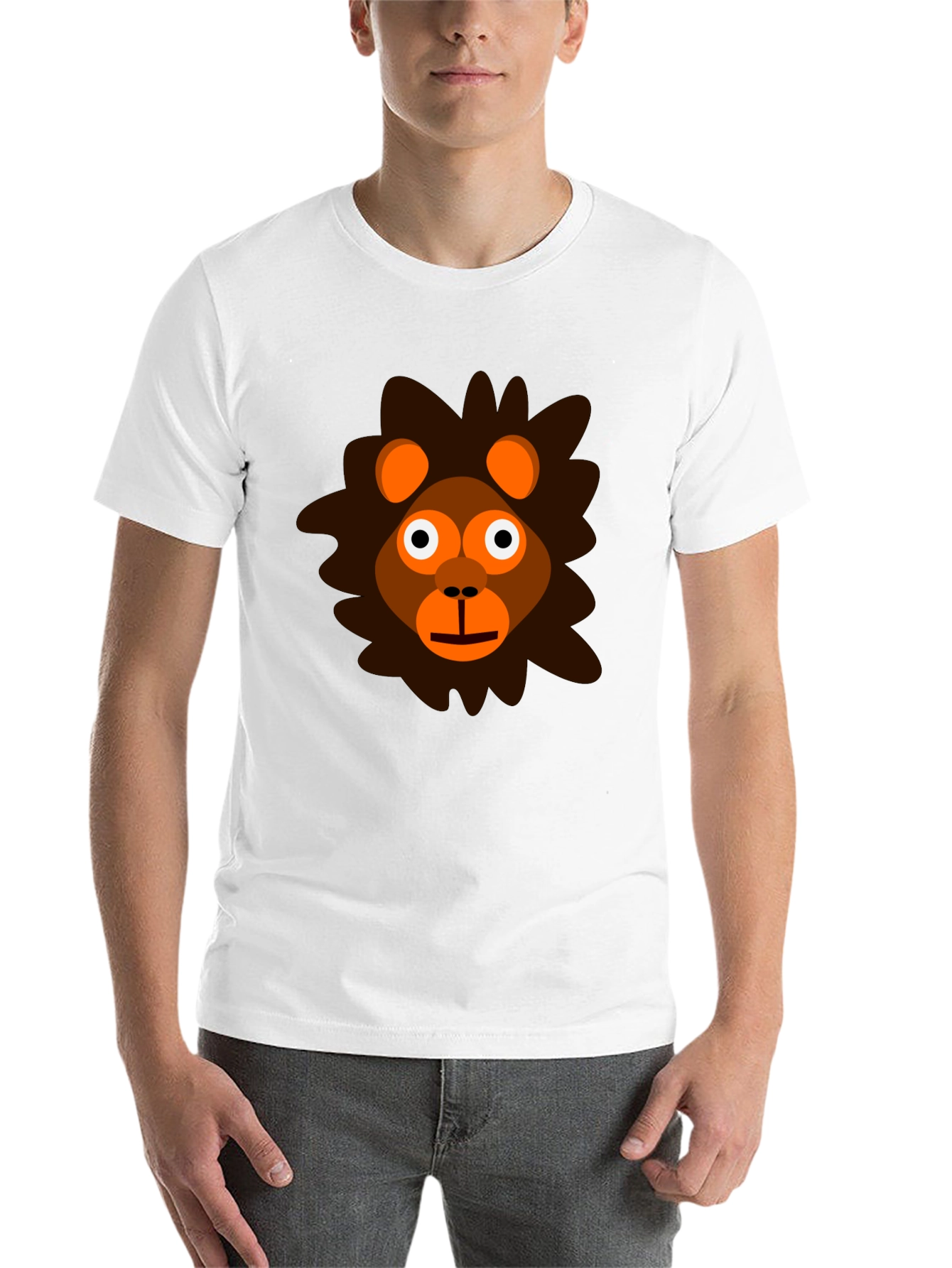 Black Cartoon Lion Graphic Tee - Black Unisex T-Shirt view 14