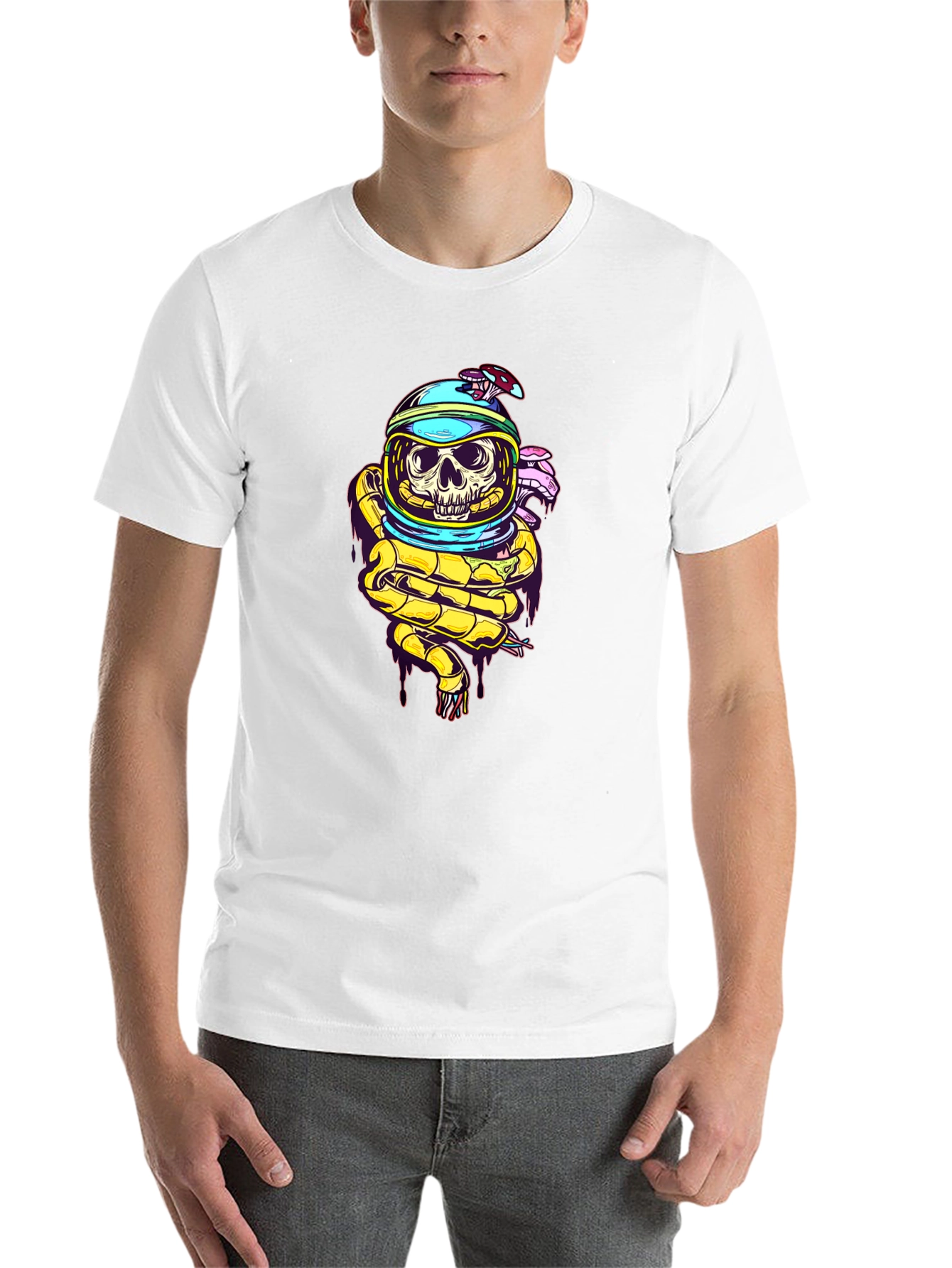 Black Skull Astronaut T-Shirt - Unique Graphic Tee view 14