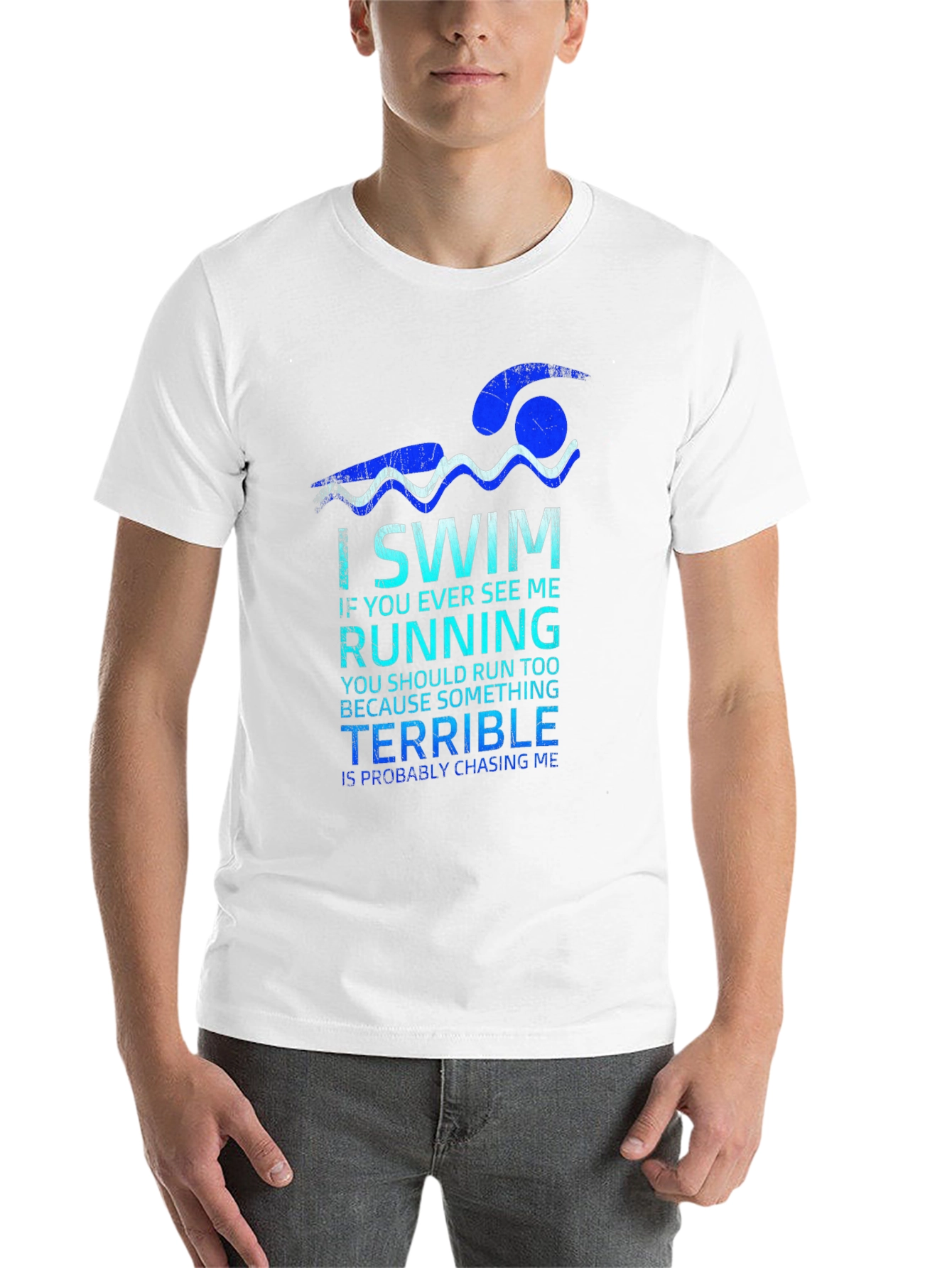 Black I Swim Terrible Chasing Me Graphic Tee view 14
