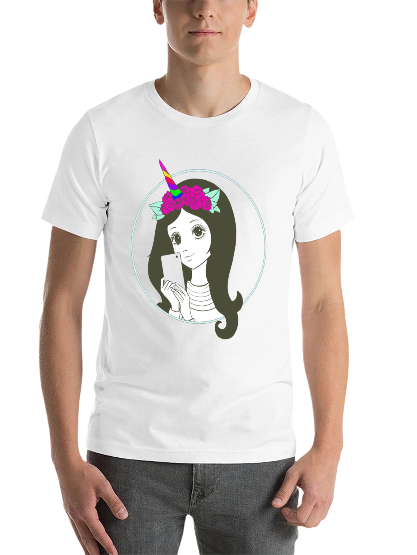 Black Unicorn Girl Graphic Tee - Black Cotton Blend view 14
