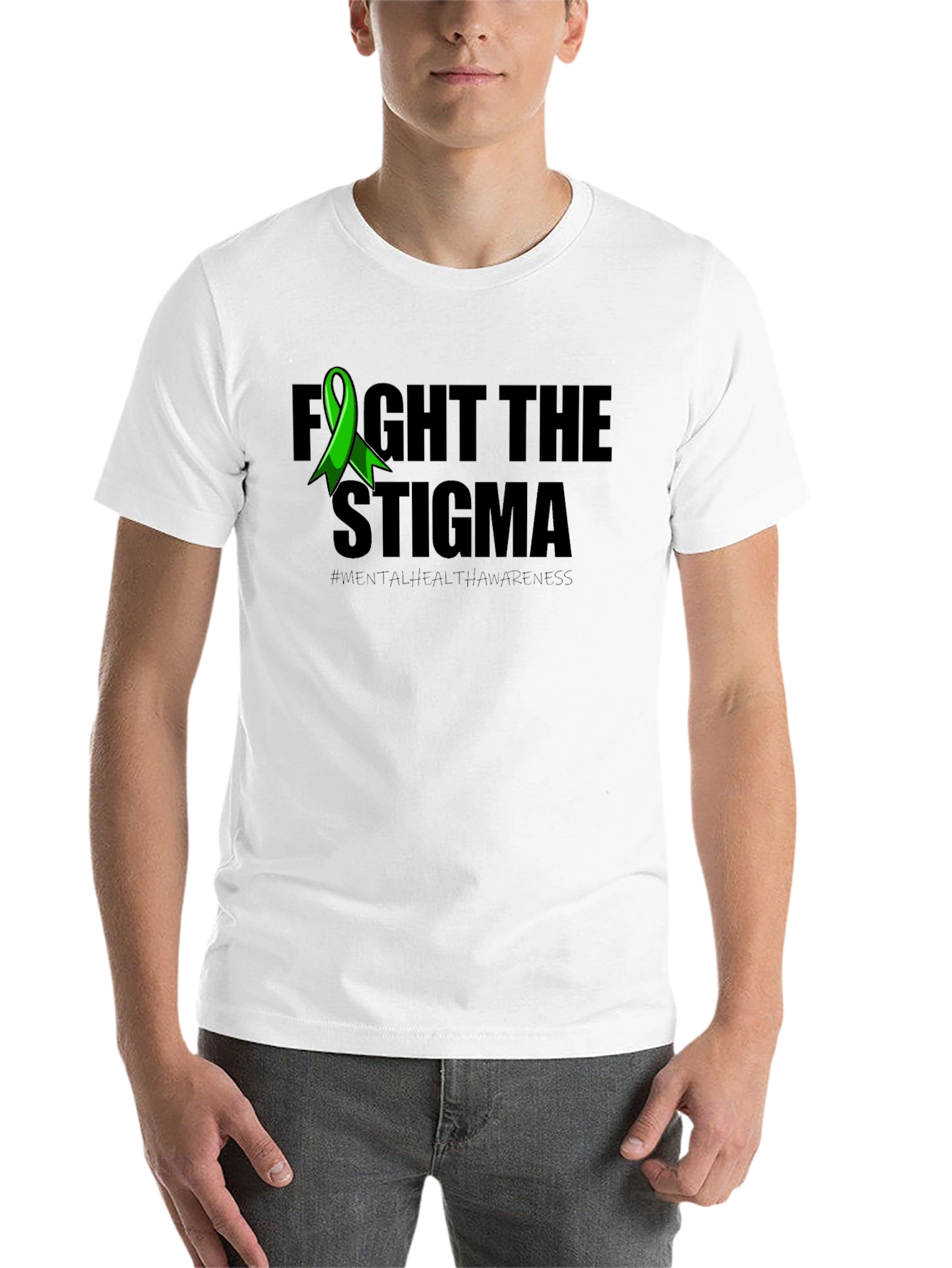 Black Fight the Stigma Mental Health Awareness T-Shirt view 14