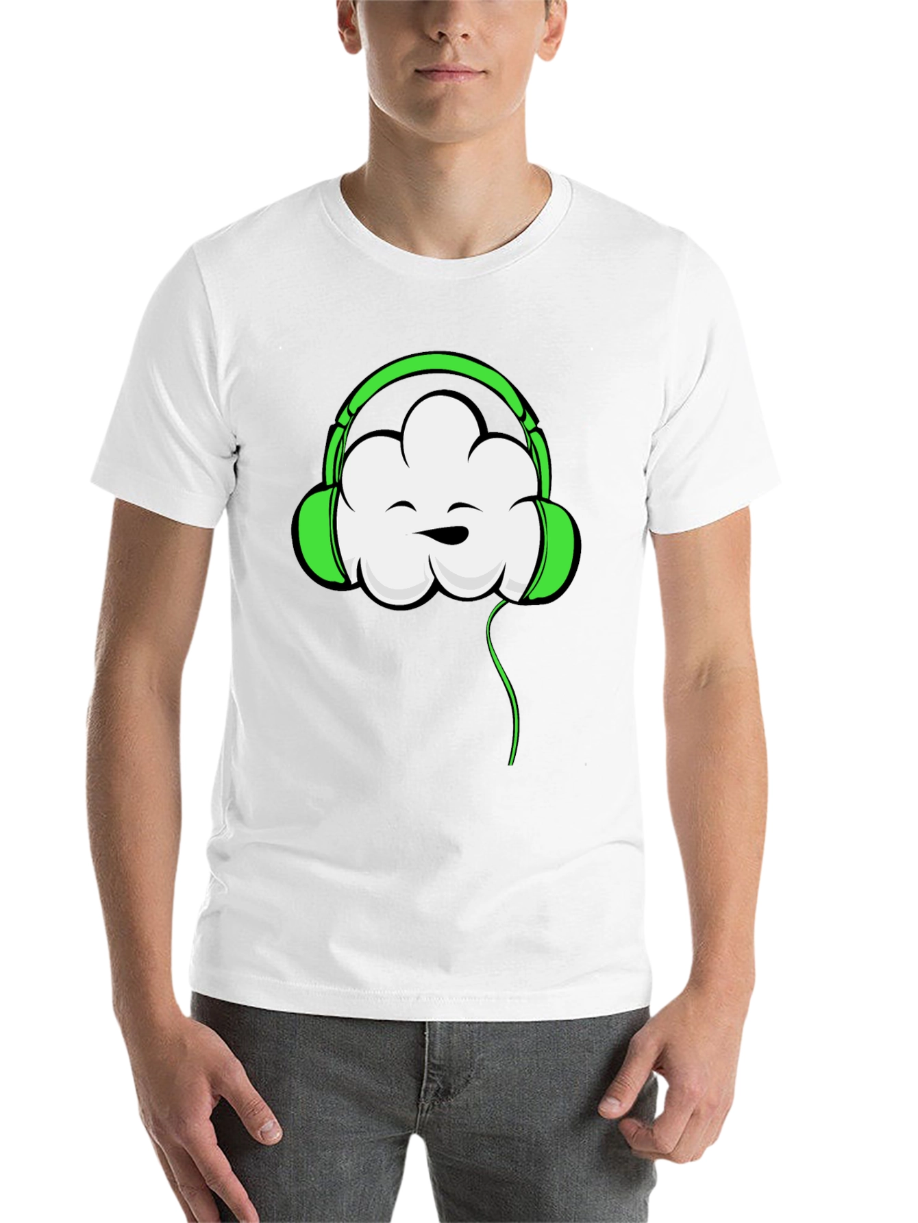 Black Funky Cloud Headphones Graphic T-Shirt view 14