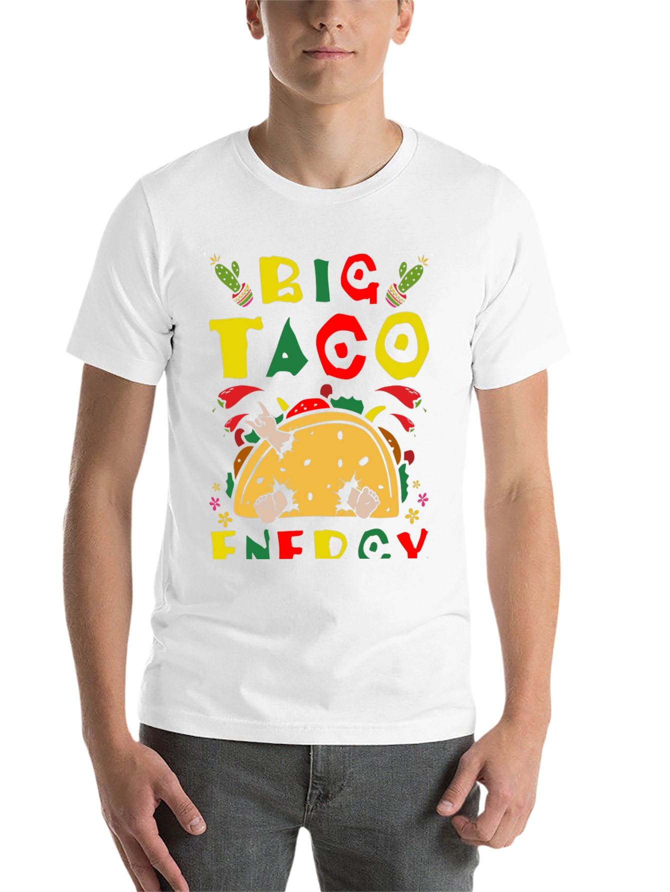 Black Big Taco Energy Graphic T-Shirt - Fun Foodie Tee view 14