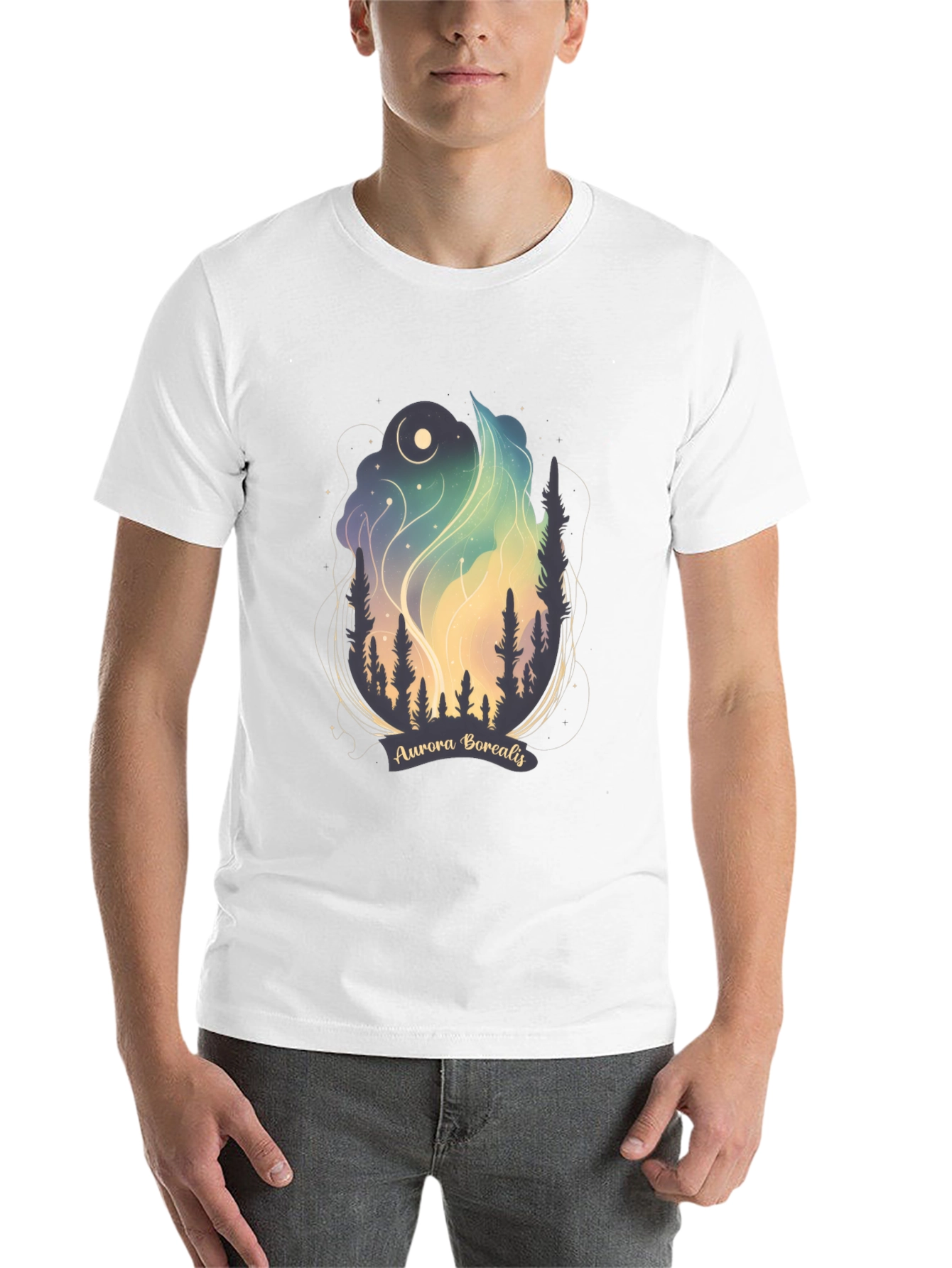 Black Aurora Borealis Graphic Tee - Night Sky T-Shirt view 14