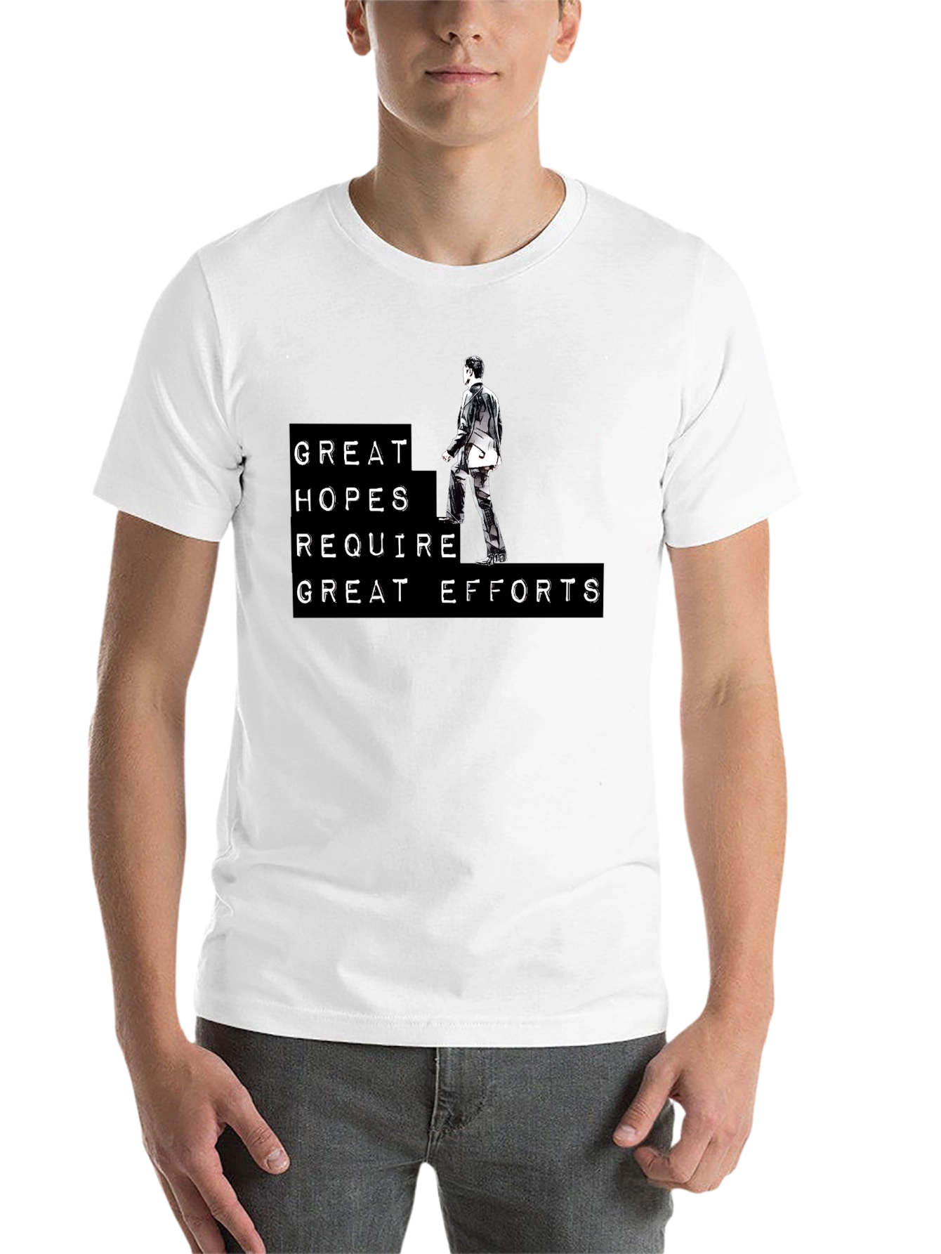 Black Motivational T-Shirt: Great Hopes Require Efforts view 14