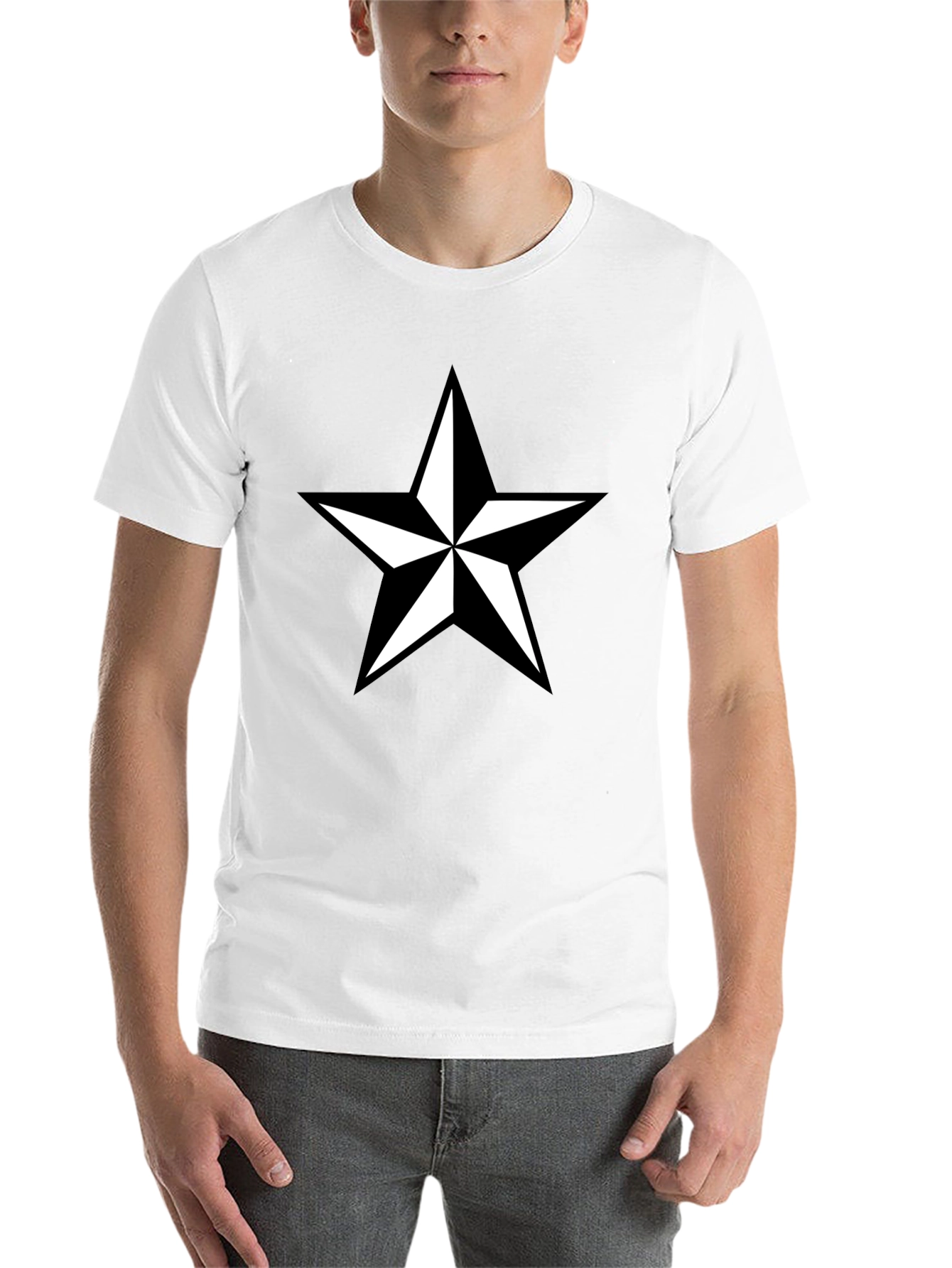 Black Black T-Shirt with White Star Graphic view 14