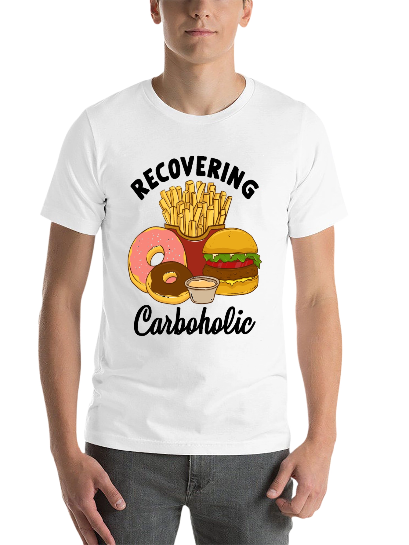 Black Recovering Carboholic Graphic T-Shirt view 14
