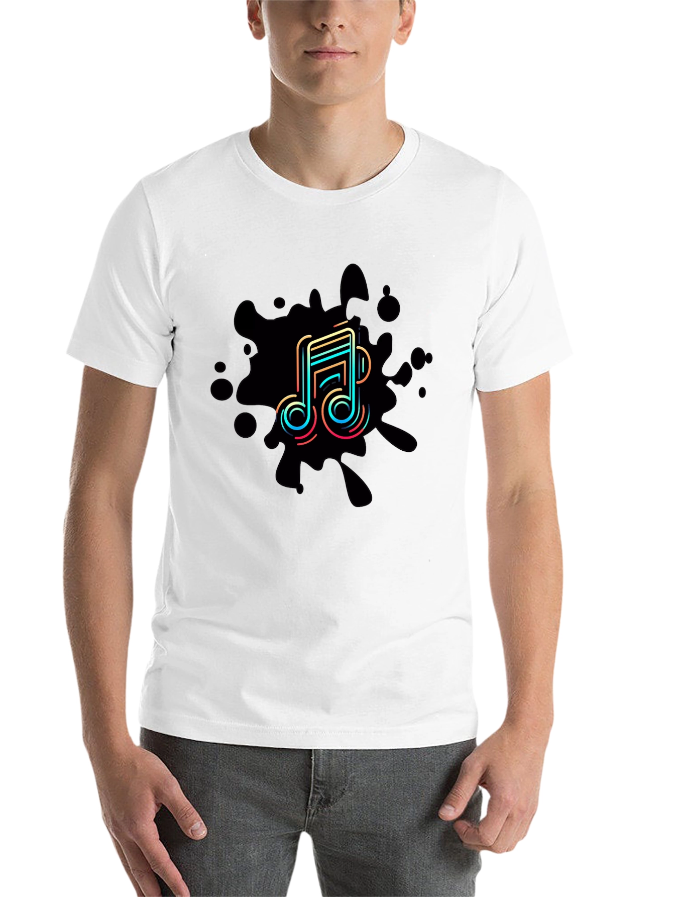 Black Trendy Music Note Graphic Black T-Shirt view 14
