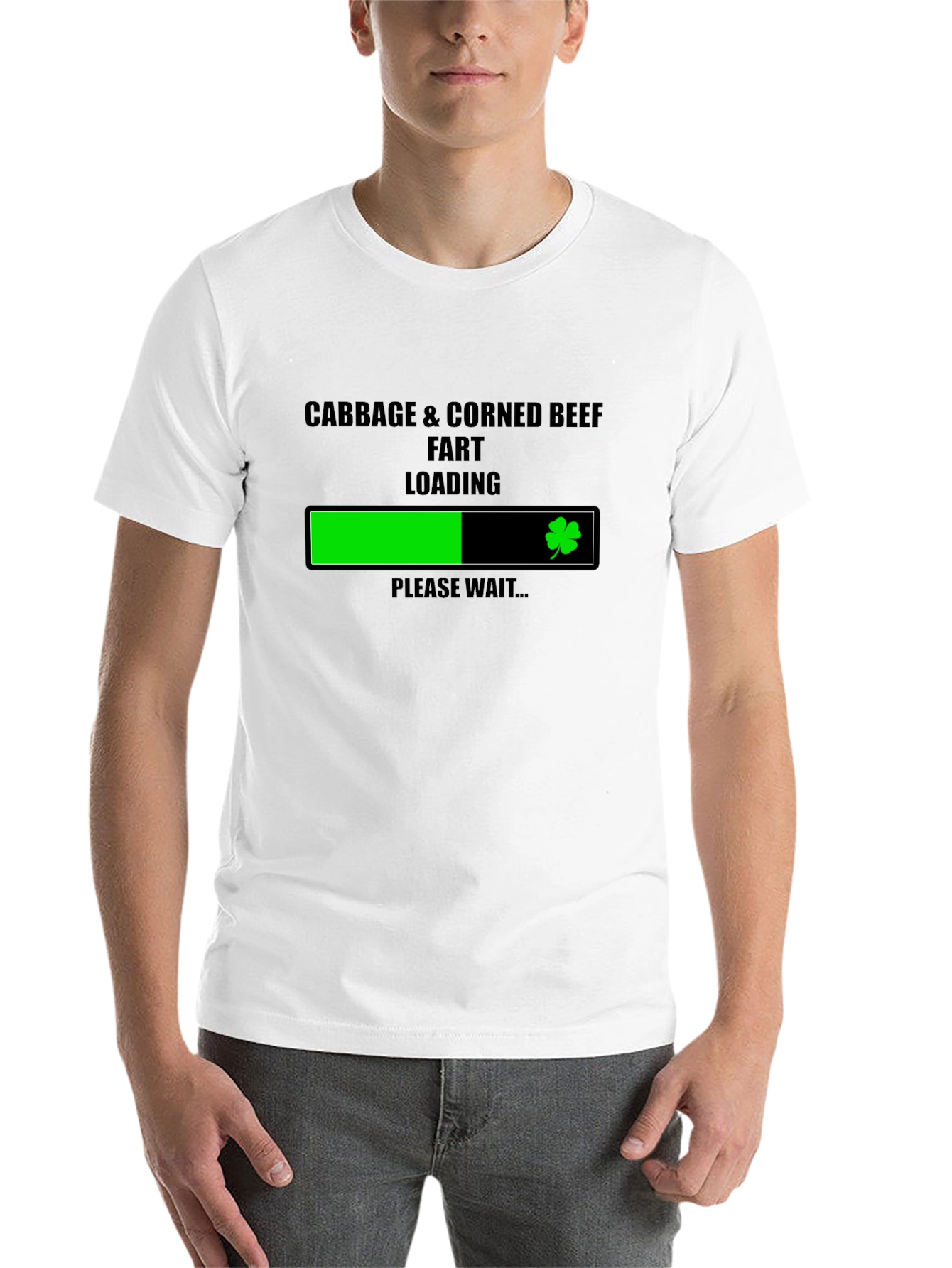 Black Cabbage & Corned Beef Fart Loading St. Patrick's Day T-Shirt view 14