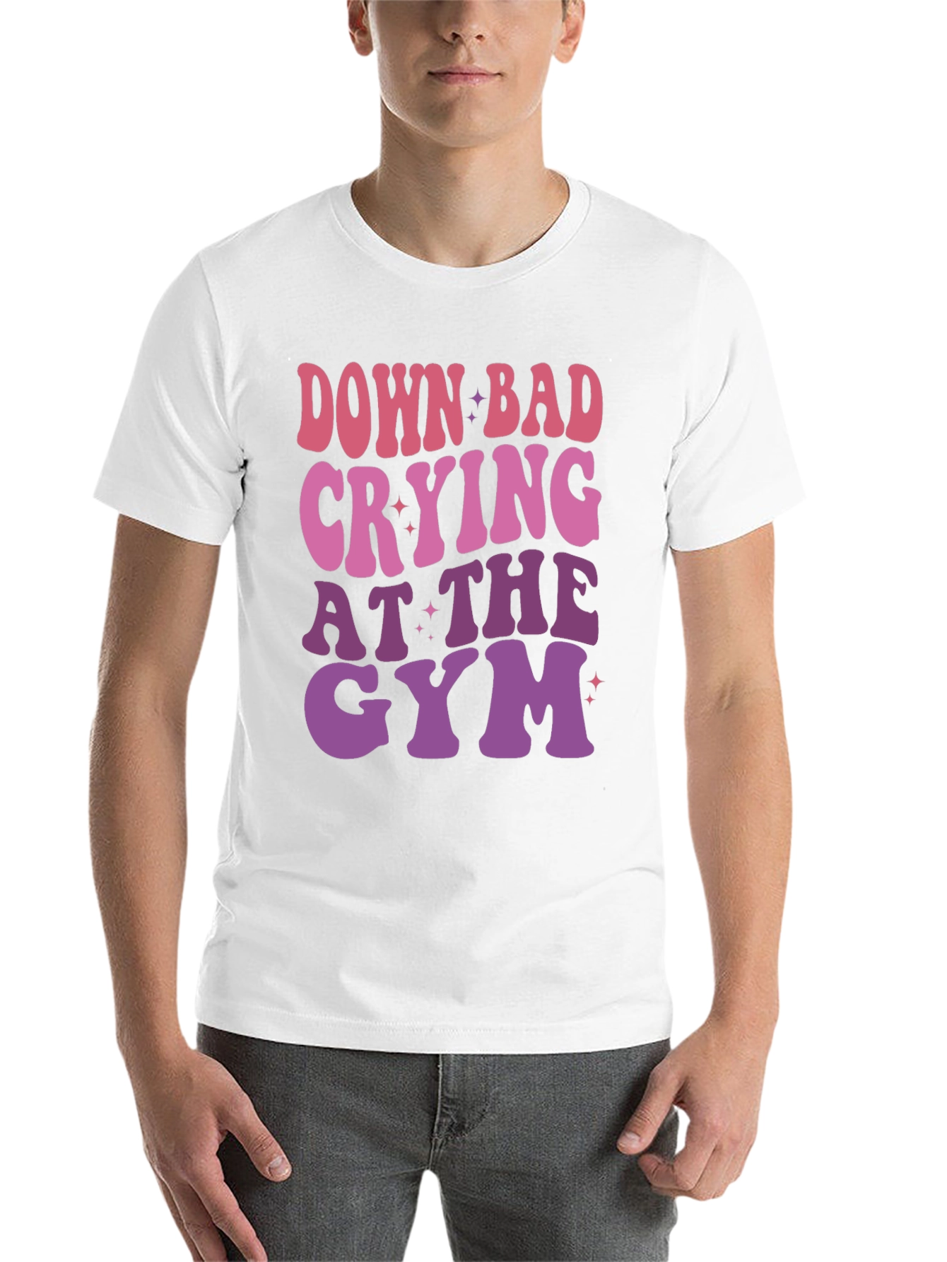 Black Down Bad Crying at The Gym Graphic T-Shirt view 14