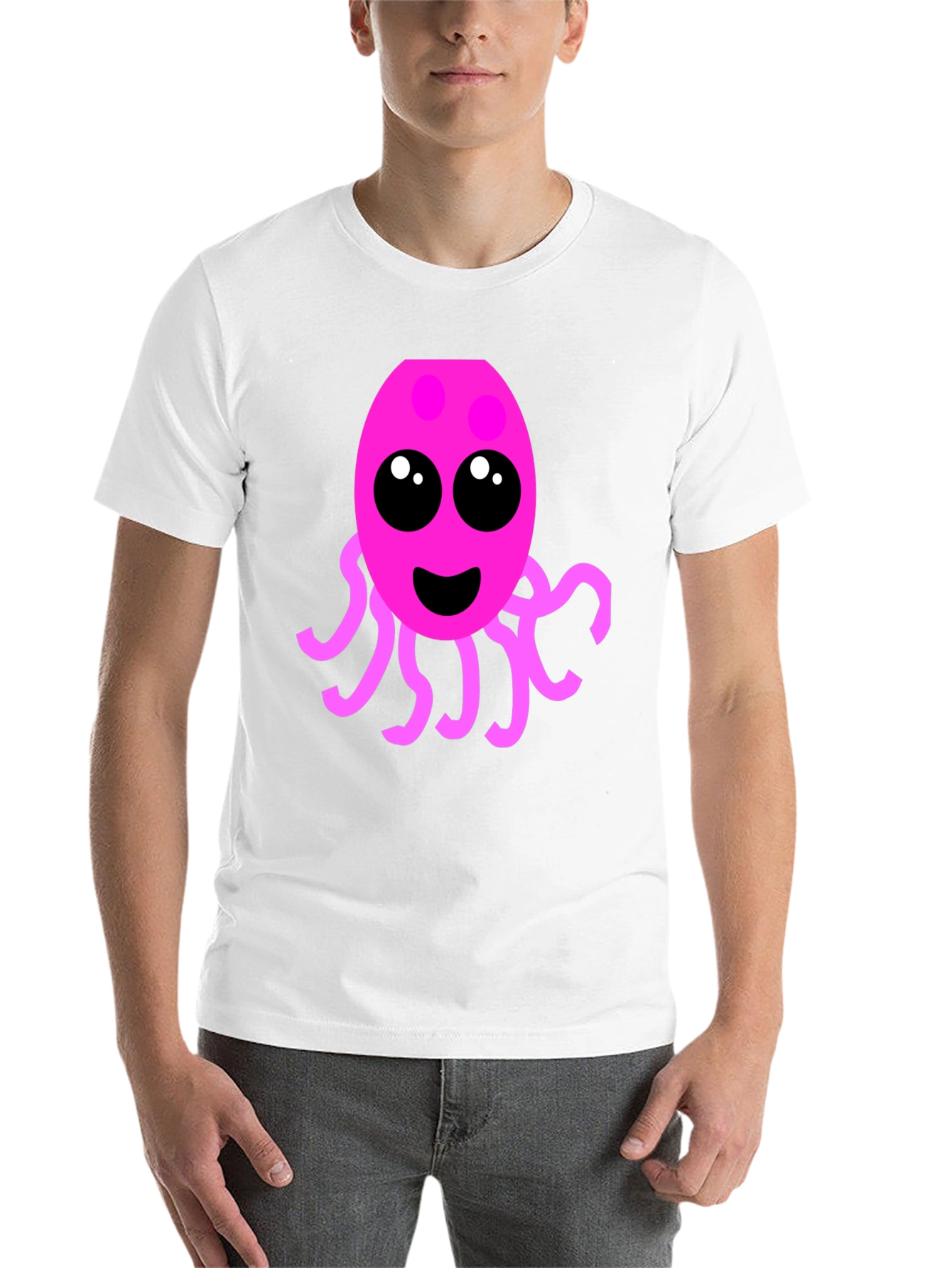 Black Cute Pink Octopus Graphic Tee - Men's Black T-Shirt view 14