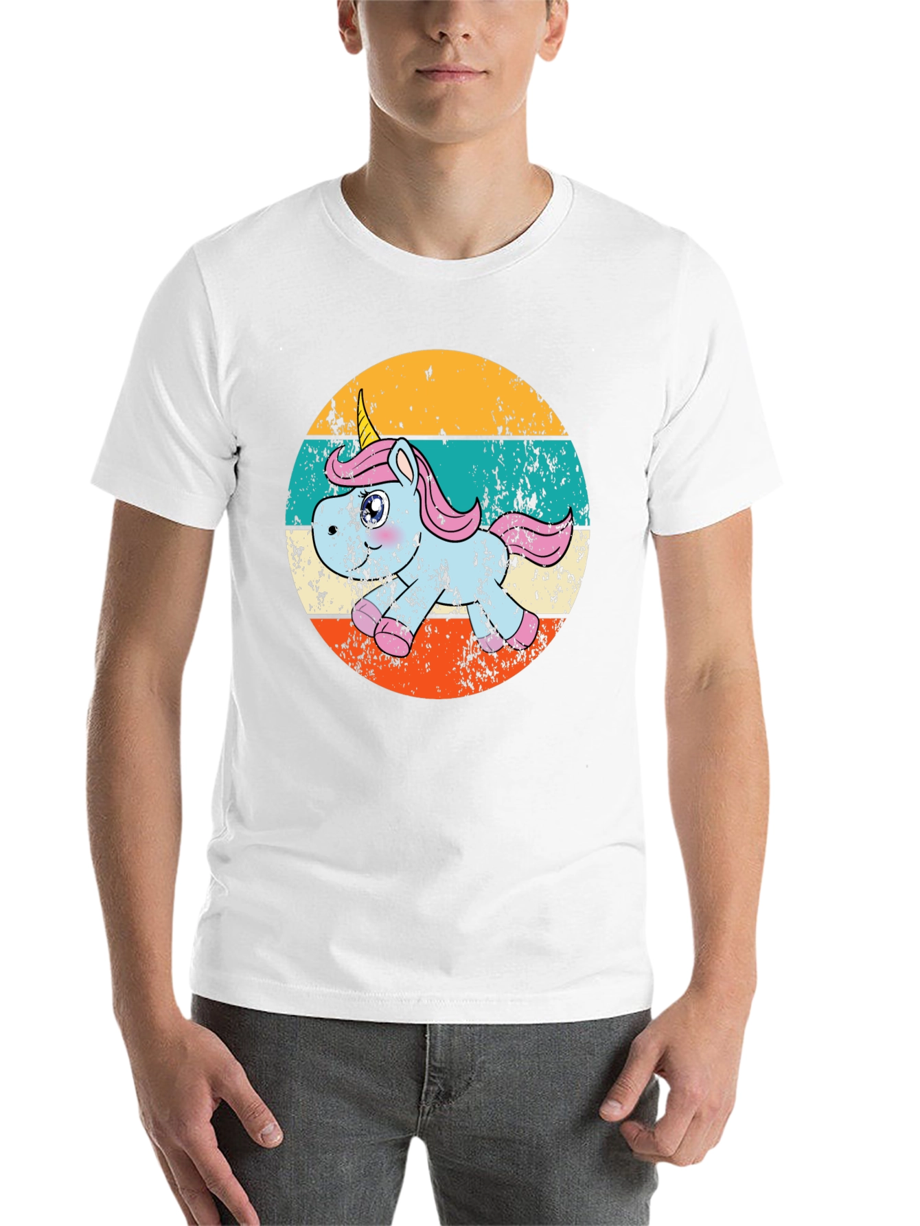 Black Retro Unicorn Graphic T-Shirt view 14