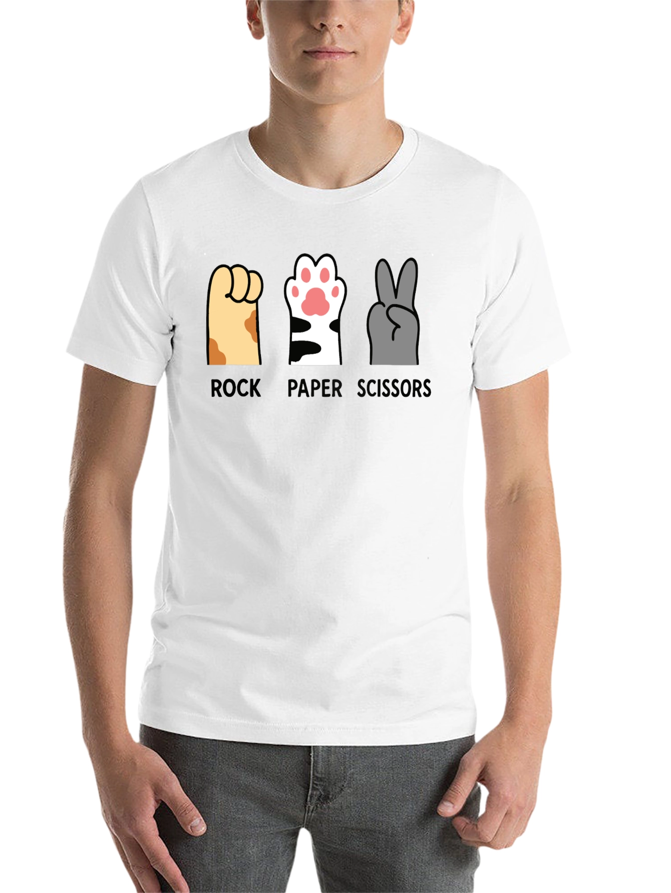 Black Rock Paper Scissors Cat Paws T-Shirt view 14