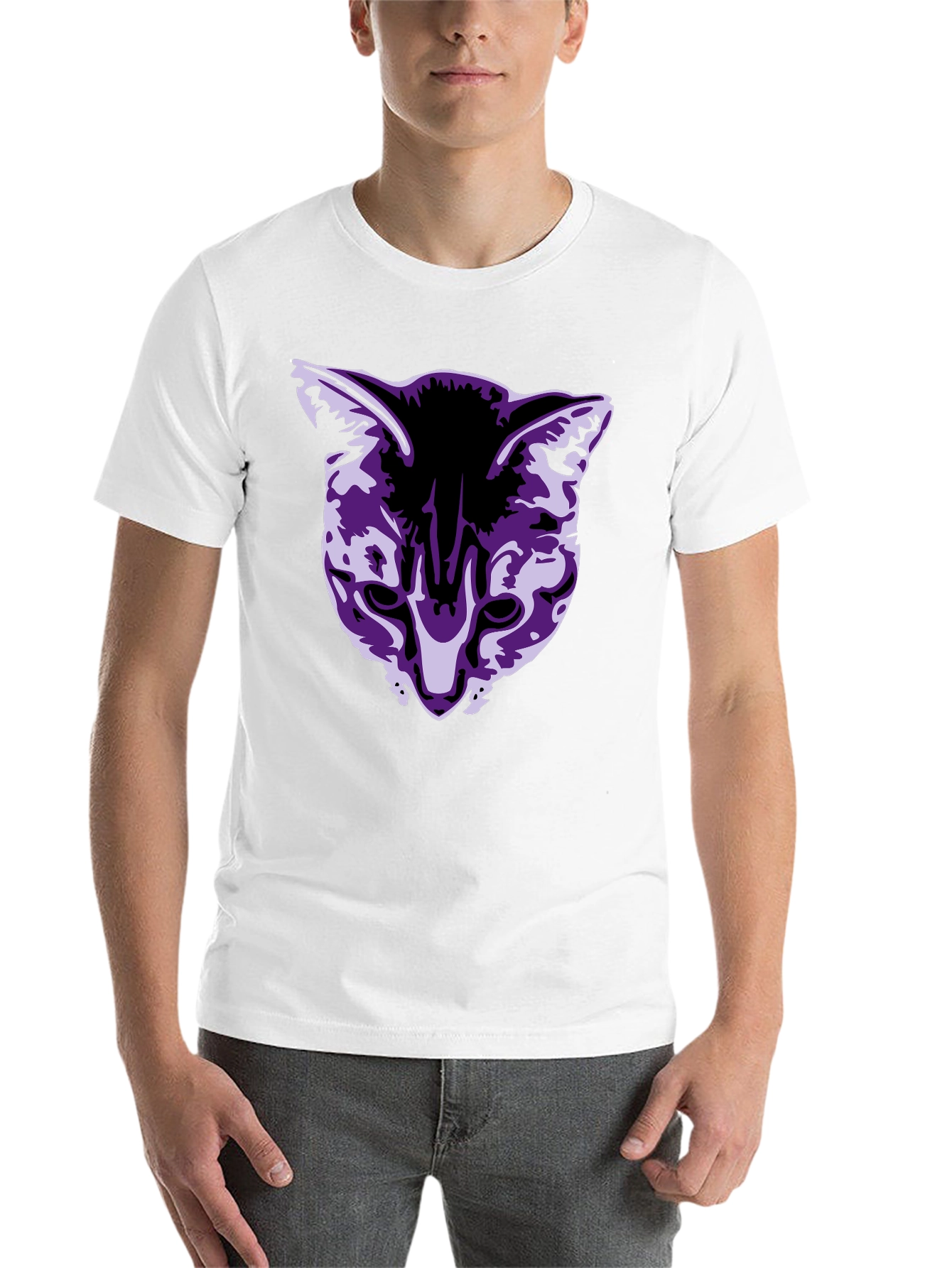 Black Cool Cat Graphic Tee - Black Cotton Blend view 14