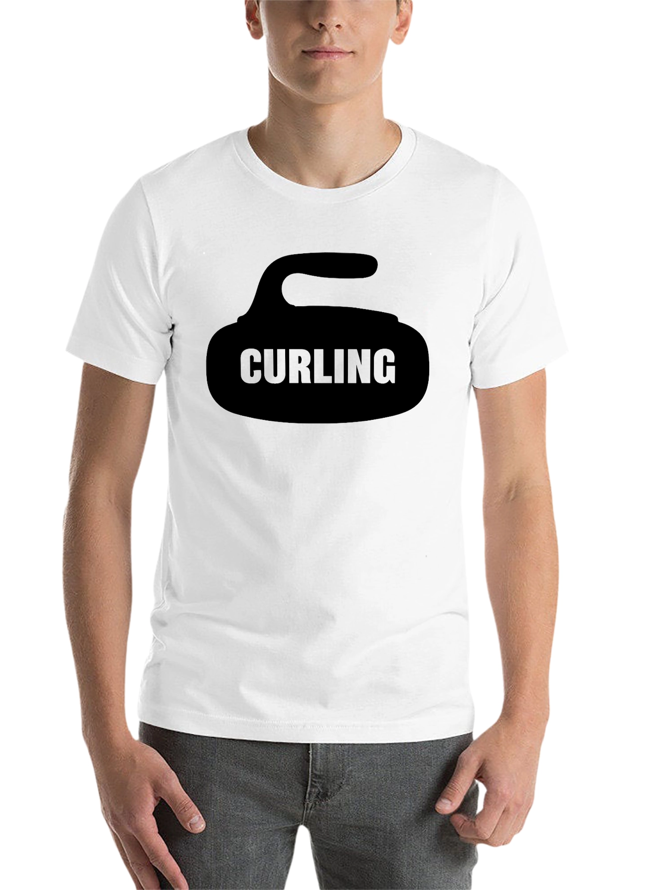 Black Curling Stone Graphic Tee - Black Sportswear Shirt view 14
