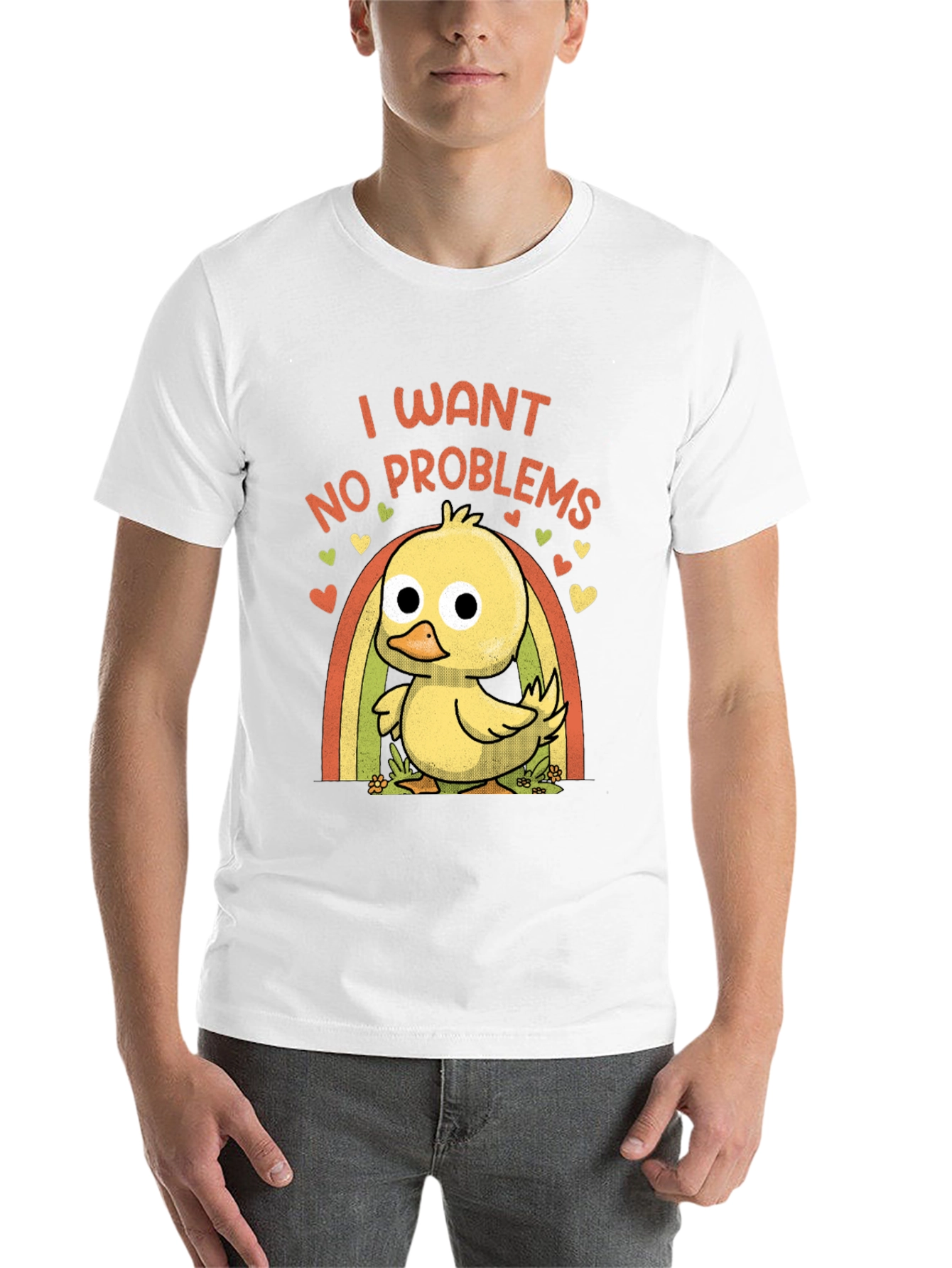Black I Want No Problems Duck T-Shirt view 14