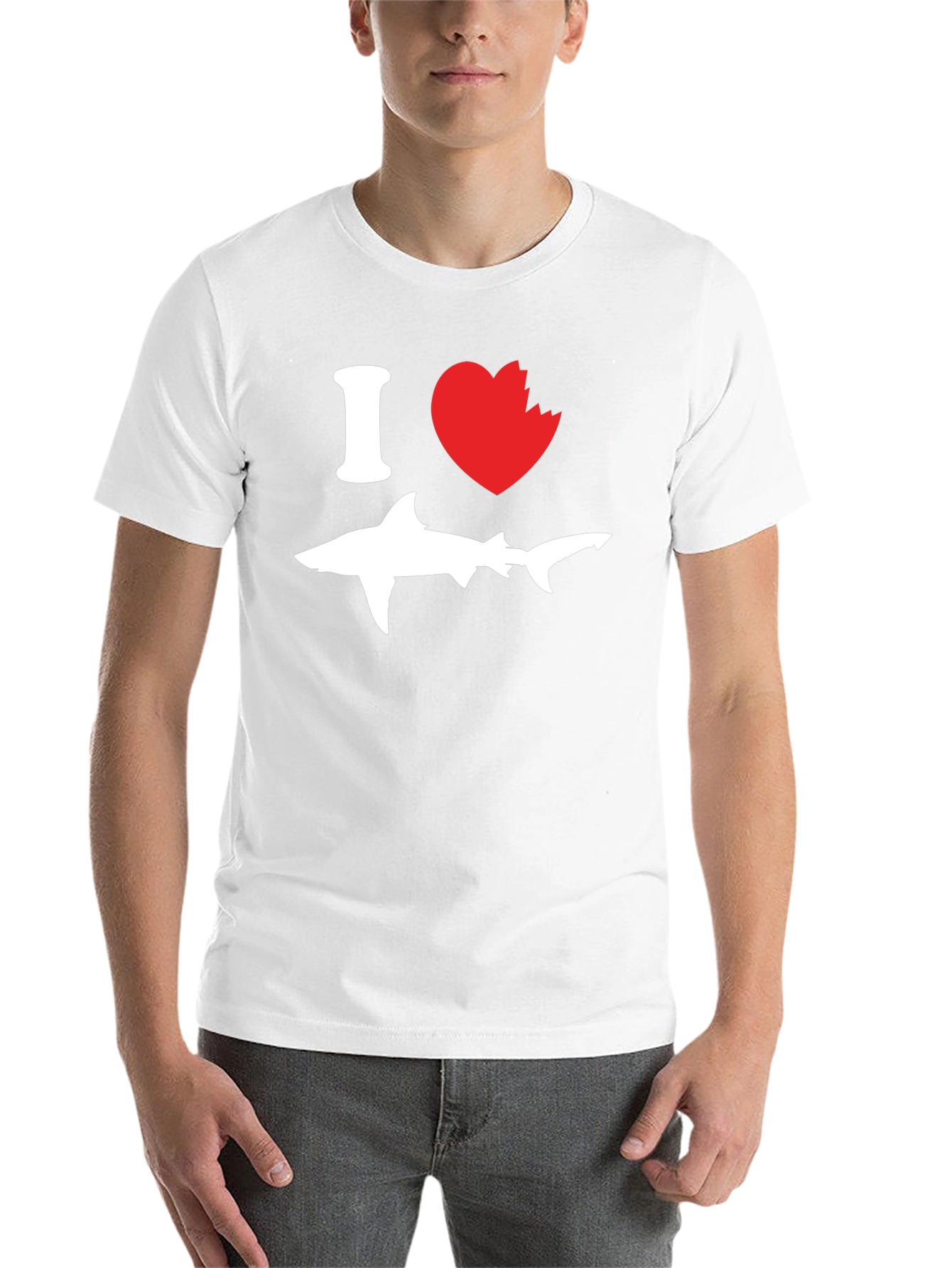 Black I Love Shark T-Shirt - Novelty Graphic Tee view 14