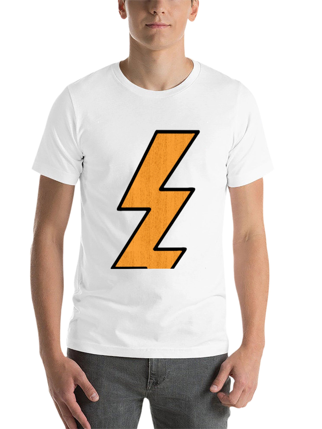 Black Lightning Bolt Graphic Tee - Black Cotton T-Shirt view 14
