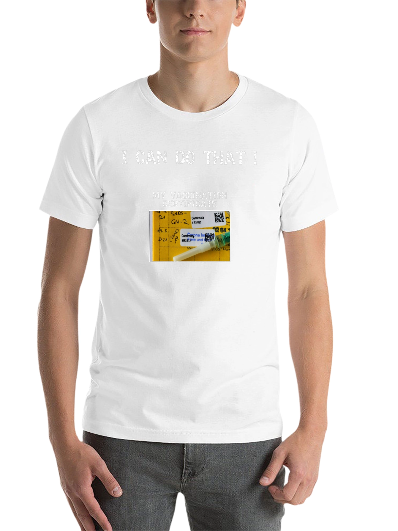 Black I Can Do That! Vaccination Certificate T-Shirt view 14
