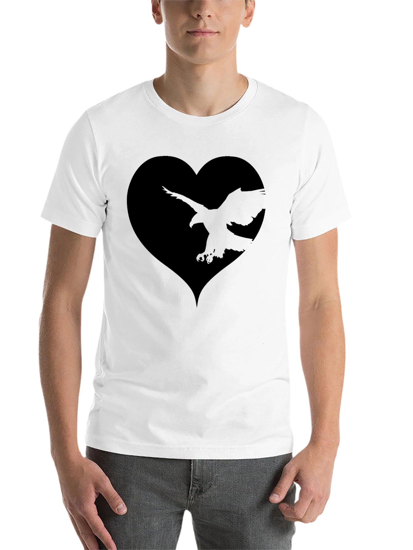 Black Black Eagle Heart Graphic Tee - Men's Stylish T-Shirt view 14