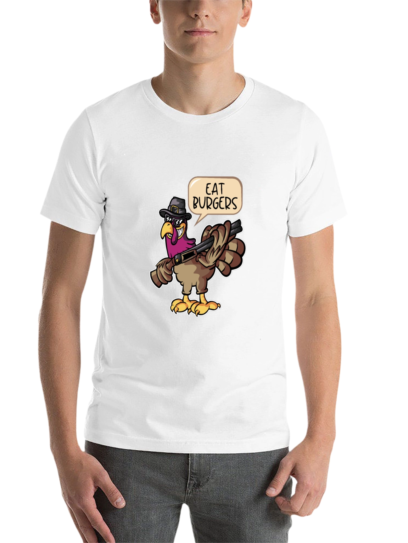 Black Eat Burgers Turkey T-Shirt - Thanksgiving Humor view 14