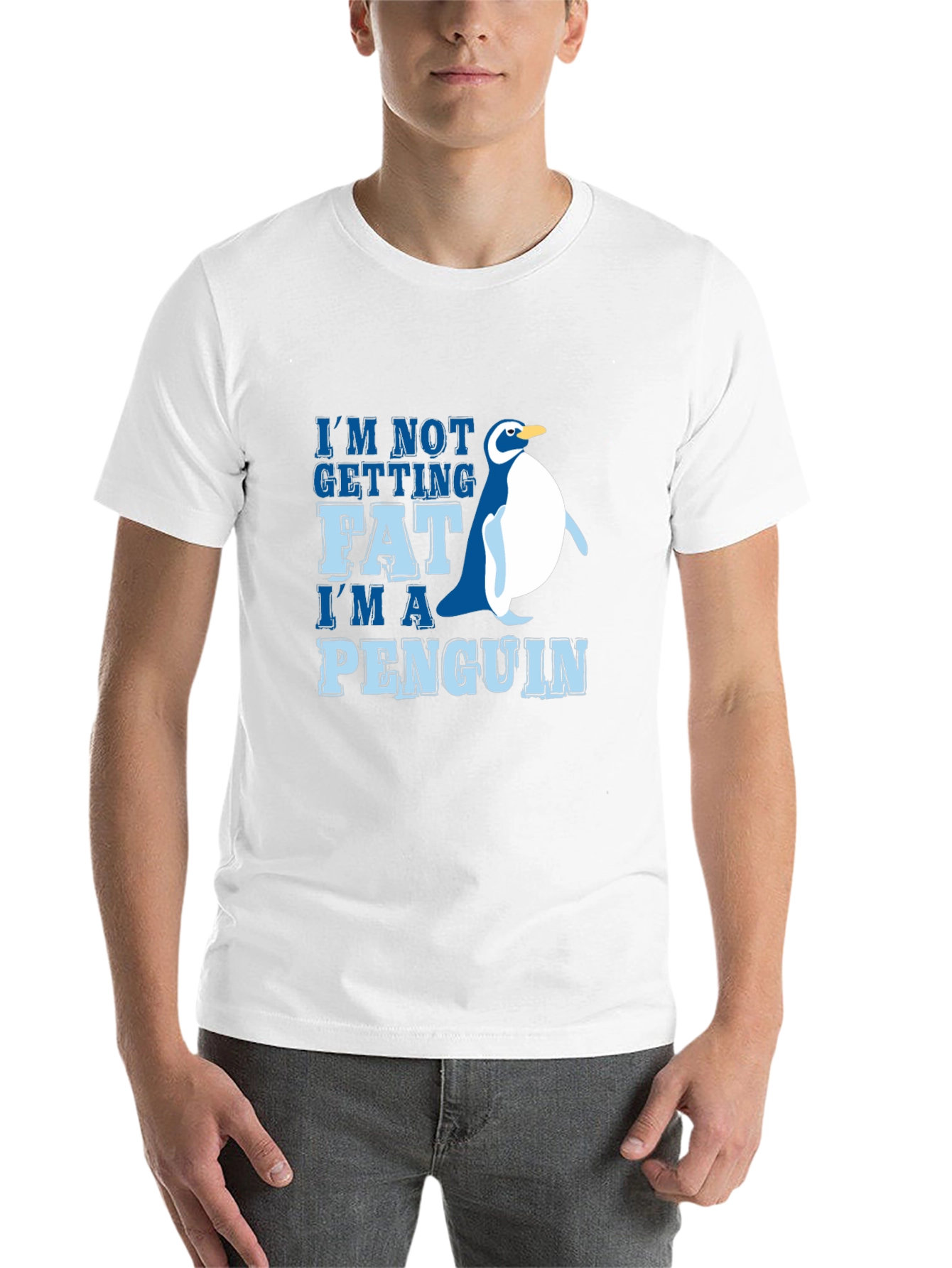 Black Funny Penguin Graphic Tee - I'm Not Getting Fat view 14