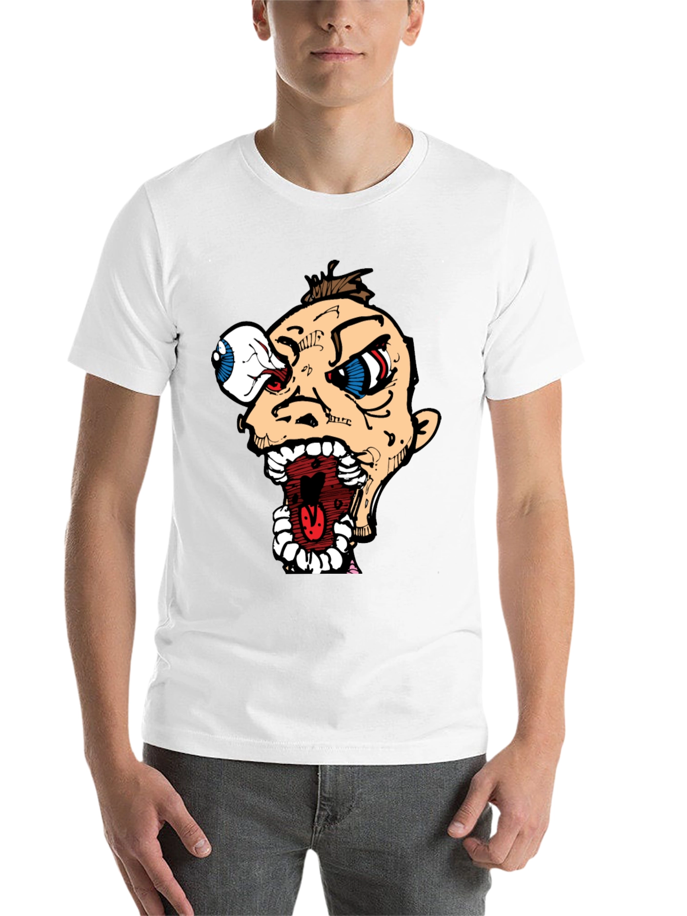 Black Cartoon Graphic Print Black Tee view 14