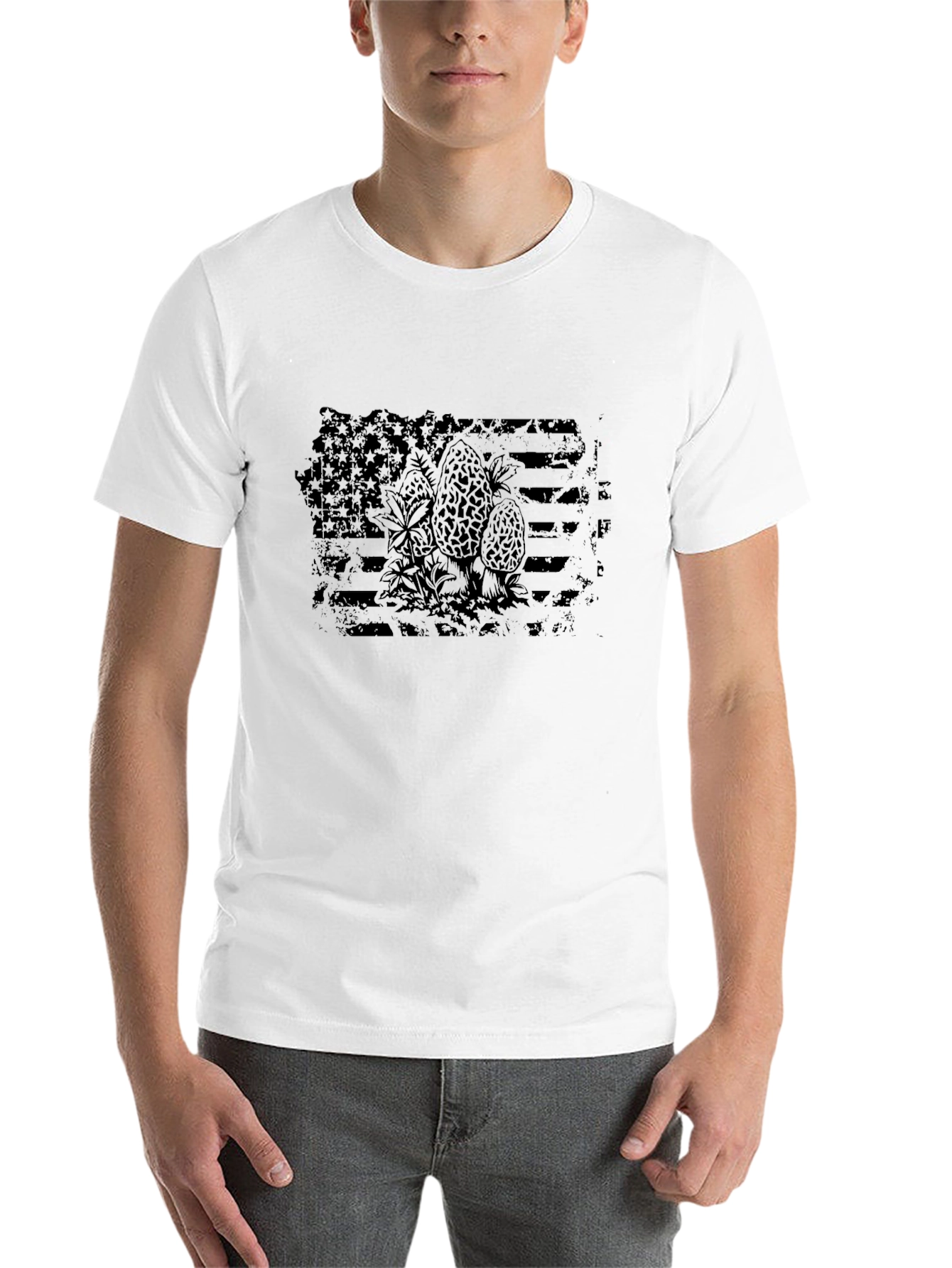 Black American Flag Morels Graphic T-Shirt view 14