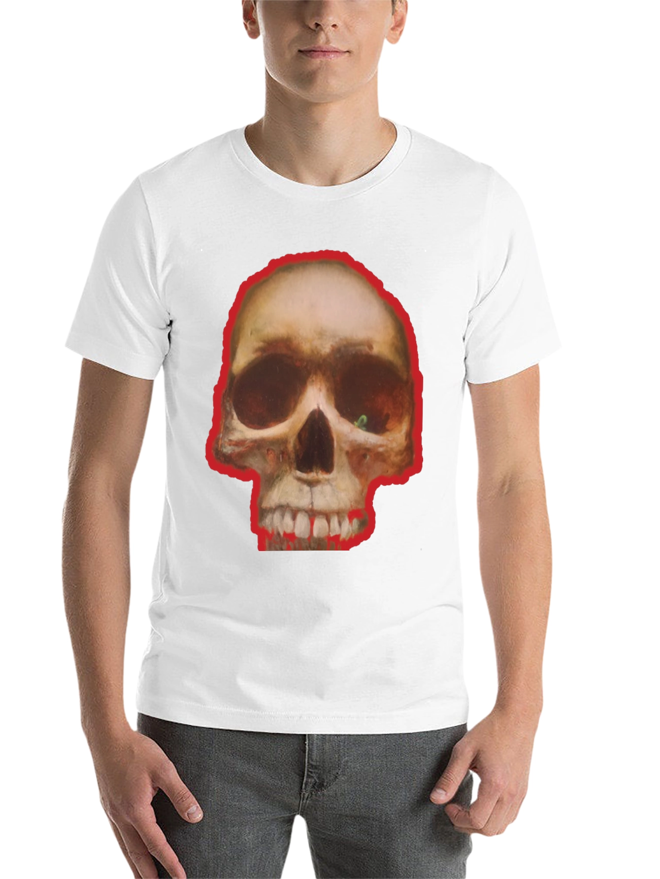 Black Skull Graphic Tee - Edgy Black Cotton T-Shirt view 14