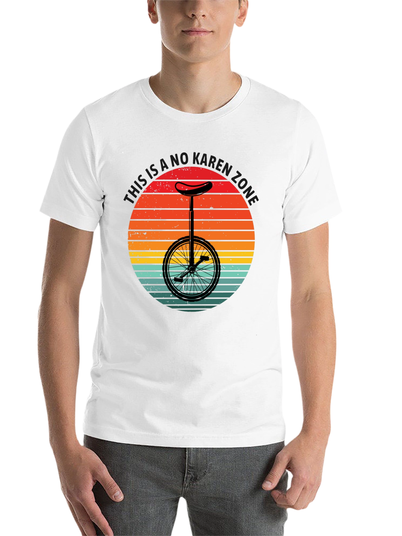 Black No Karen Zone T-Shirt - Unicycle Graphic Tee view 14