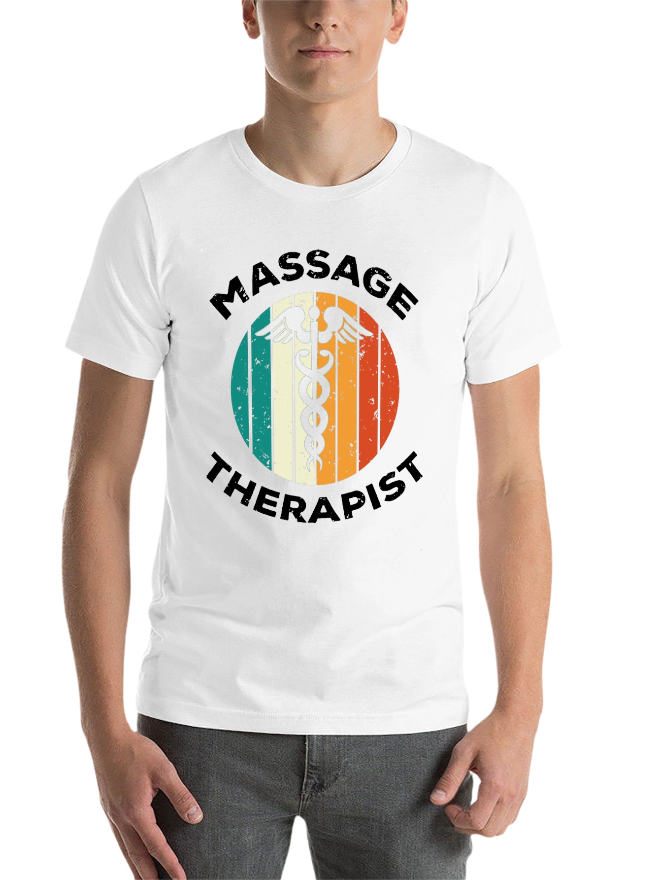 Black Massage Therapist T-Shirt - Retro Medical Design view 14