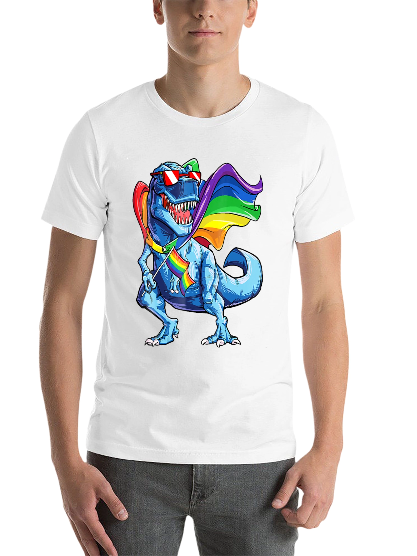 Black Rainbow Dinosaur Pride T-Shirt view 14