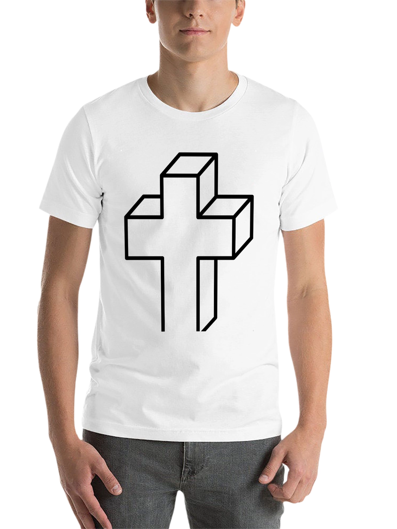 Black Geometric Cross Graphic Tee - Modern Christian Apparel view 14