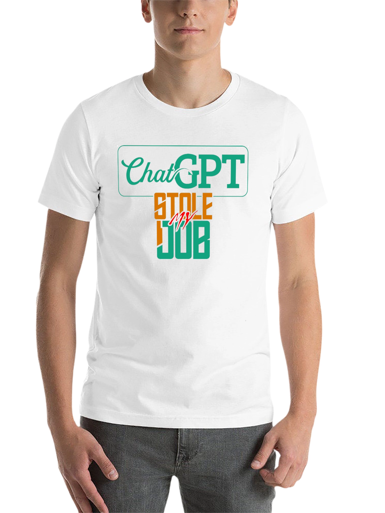 Black ChatGPT Stole My Job Funny T-Shirt view 14
