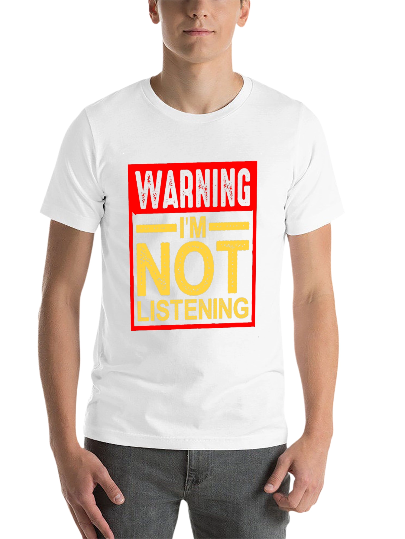 Black Warning I'm Not Listening Graphic T-Shirt view 14
