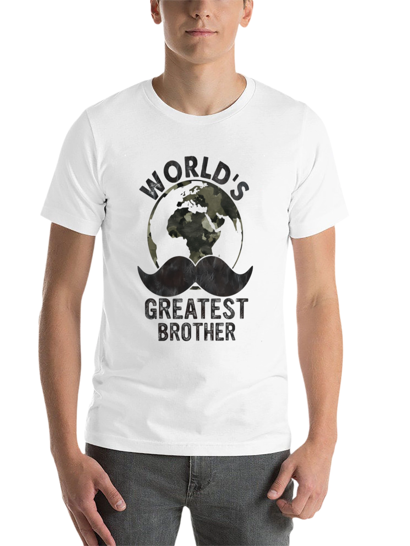 Black World's Greatest Brother T-Shirt - Camo Globe Graphic Tee view 14