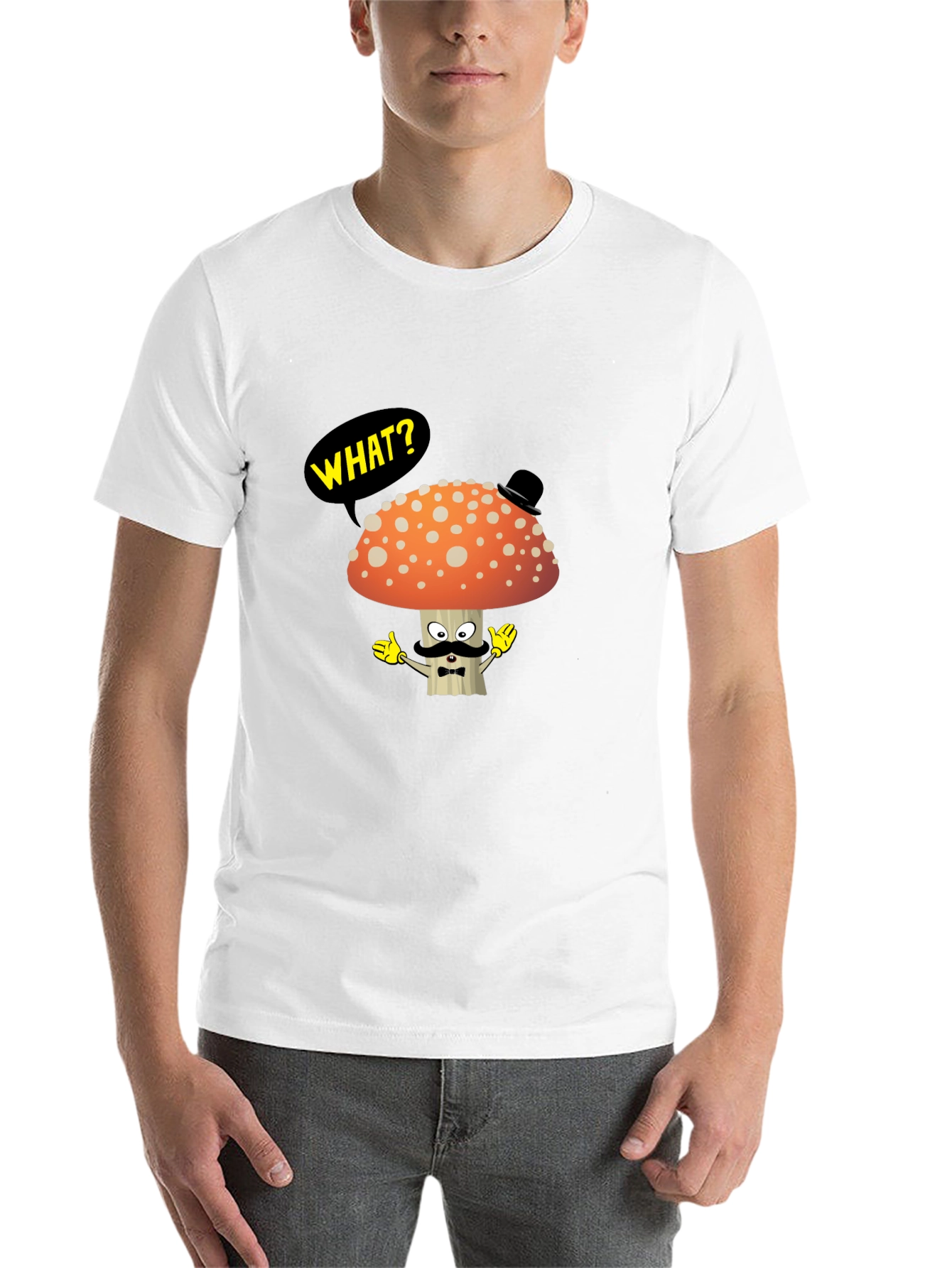 Black Mushroom Gentleman T-Shirt - Funny Cartoon Tee view 14