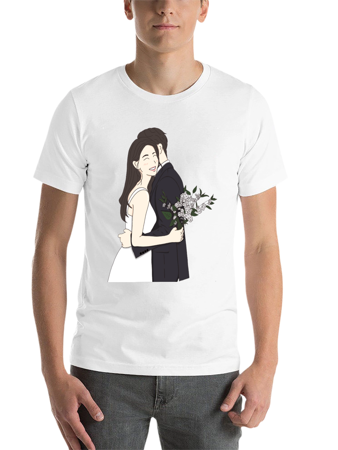 Black Couple Embrace Graphic Tee - Black view 14