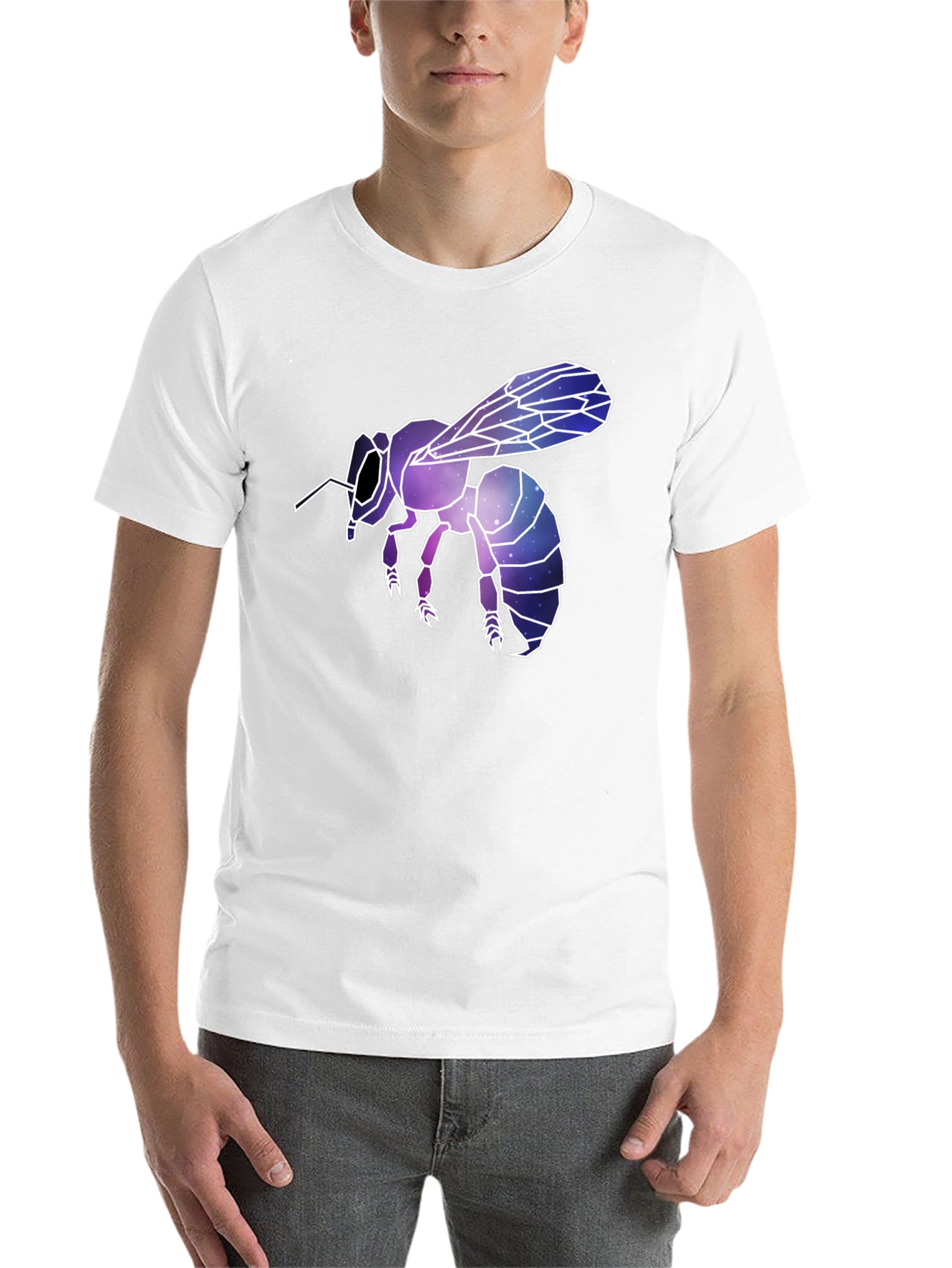 Black Geometric Galaxy Bee Graphic Tee - Black view 14