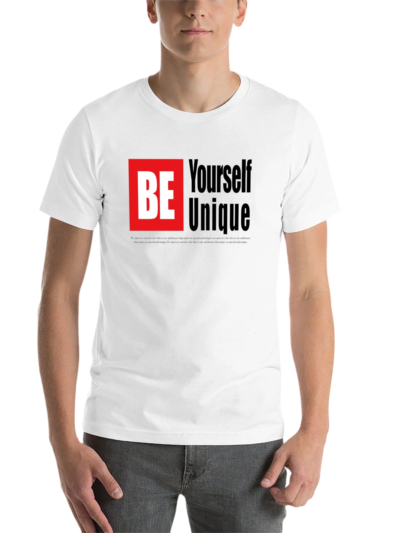 Black Be Yourself Unique Graphic Tee - Black view 14