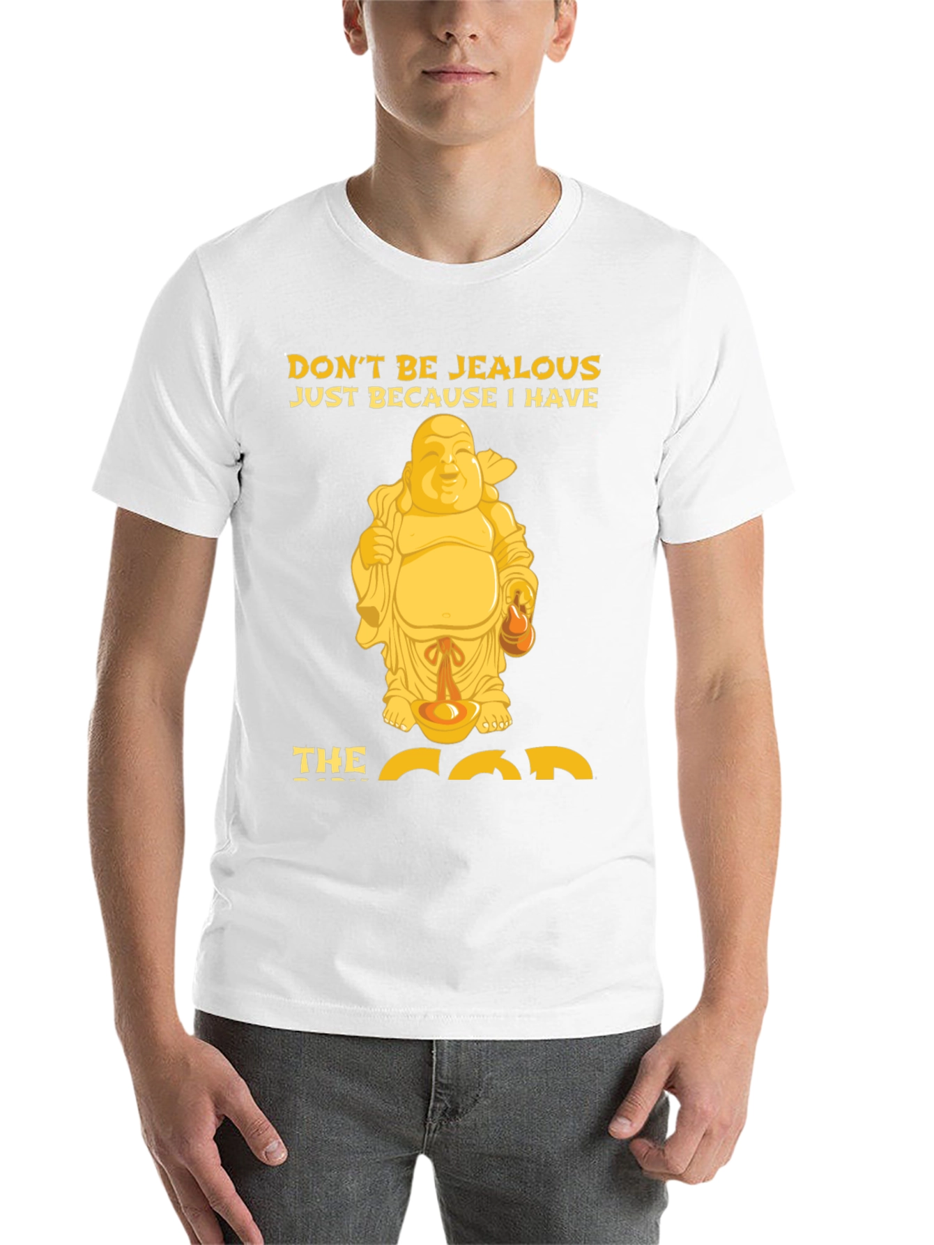 Black Funny Buddha Graphic T-Shirt - Don't Be Jealous! view 14